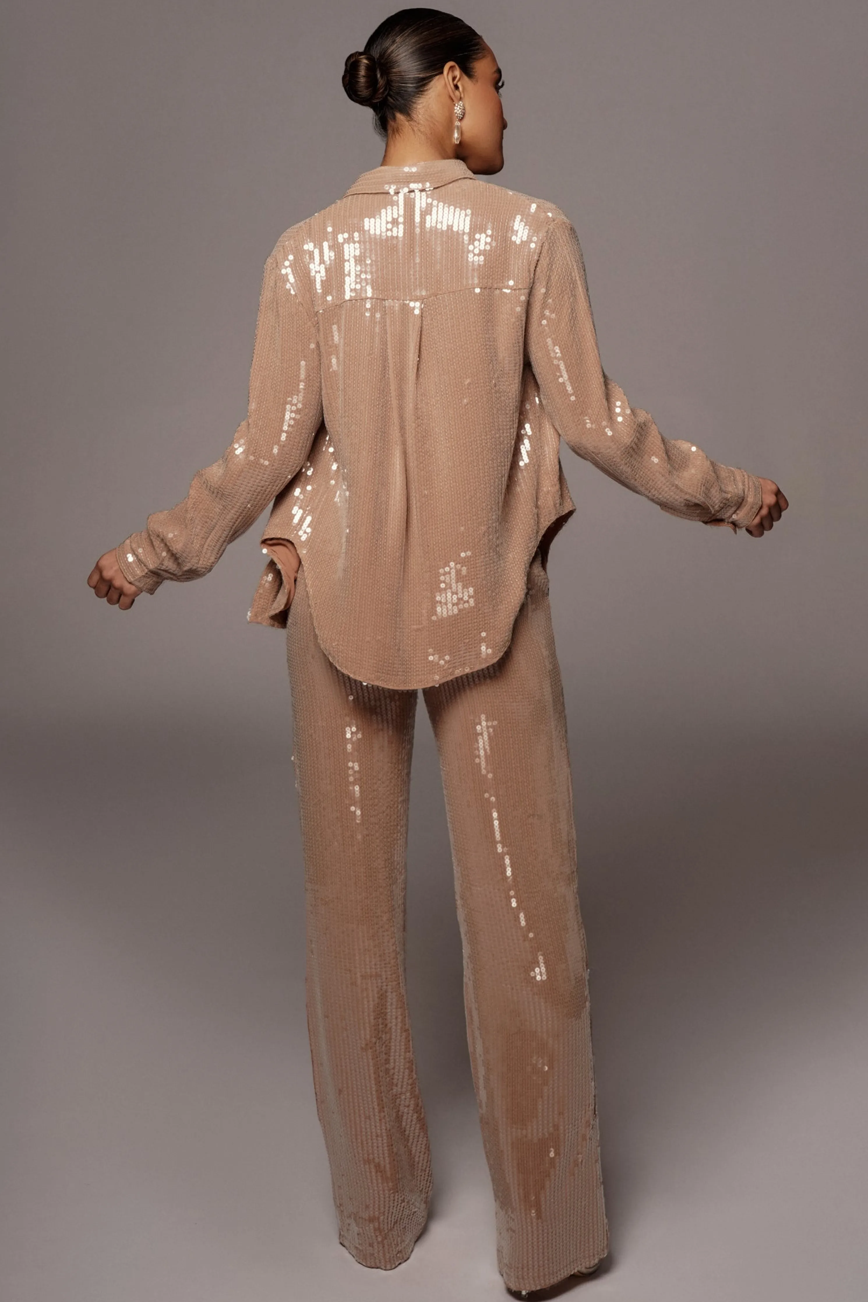 Tan Elowen Sequin Trousers