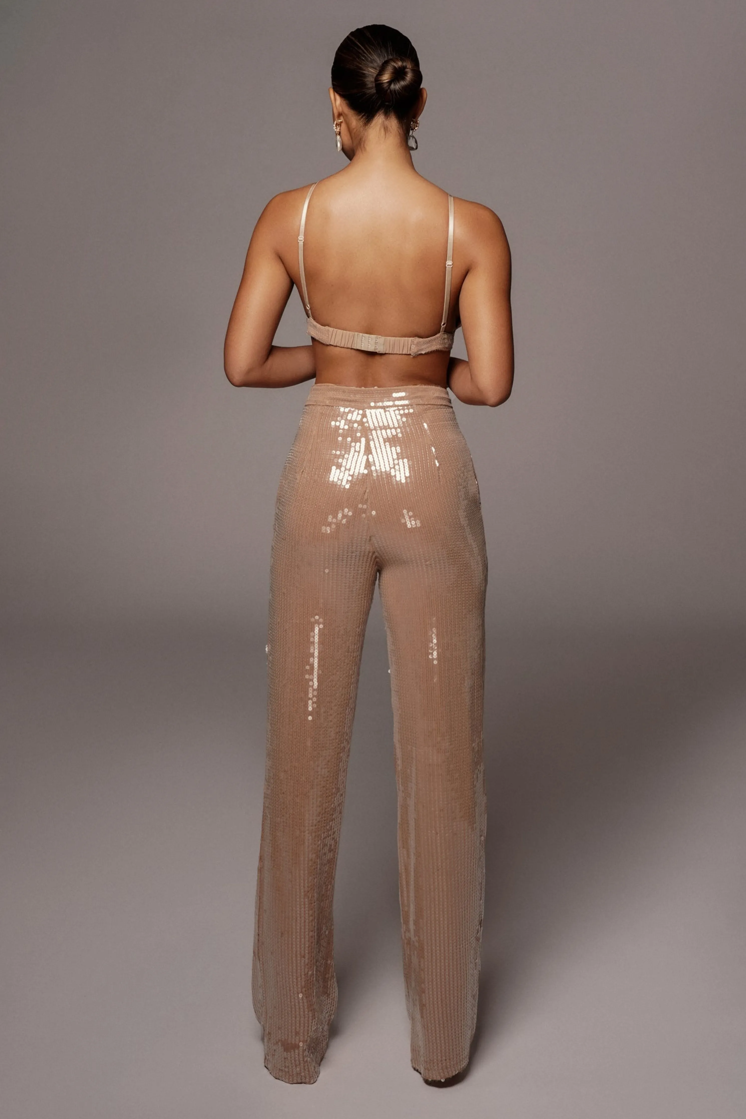 Tan Elowen Sequin Trousers