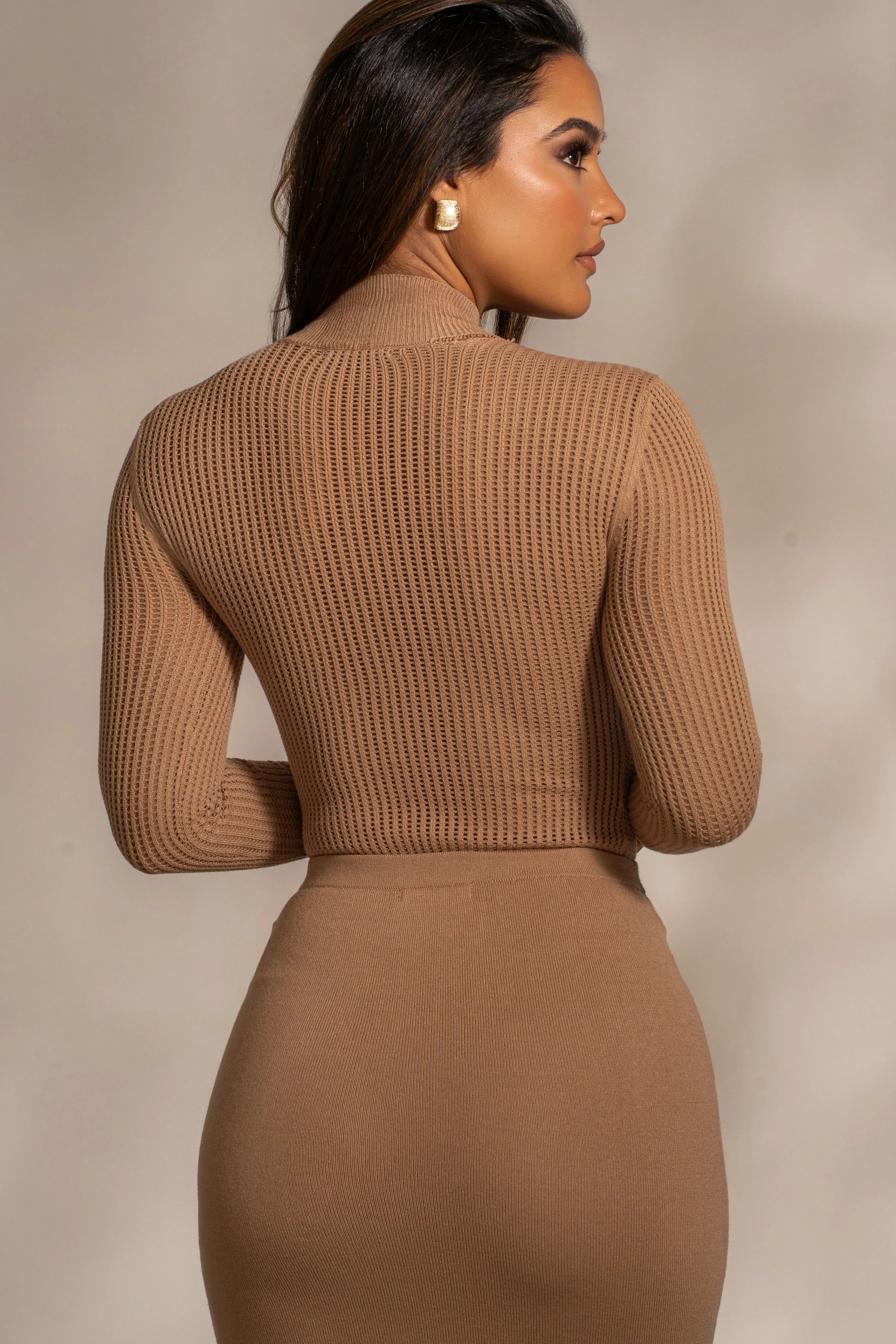 Tan Klaudette Knit Bodysuit