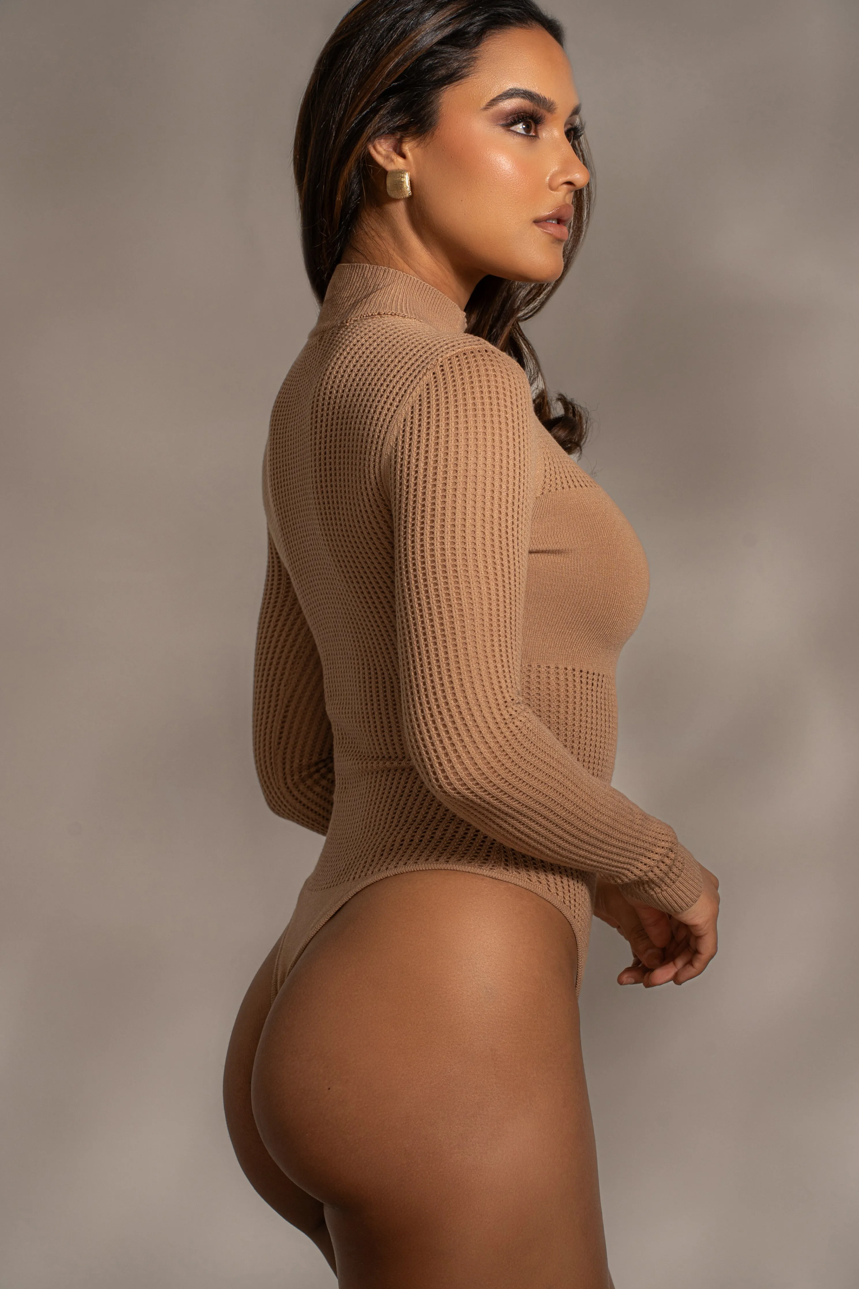 Tan Klaudette Knit Bodysuit