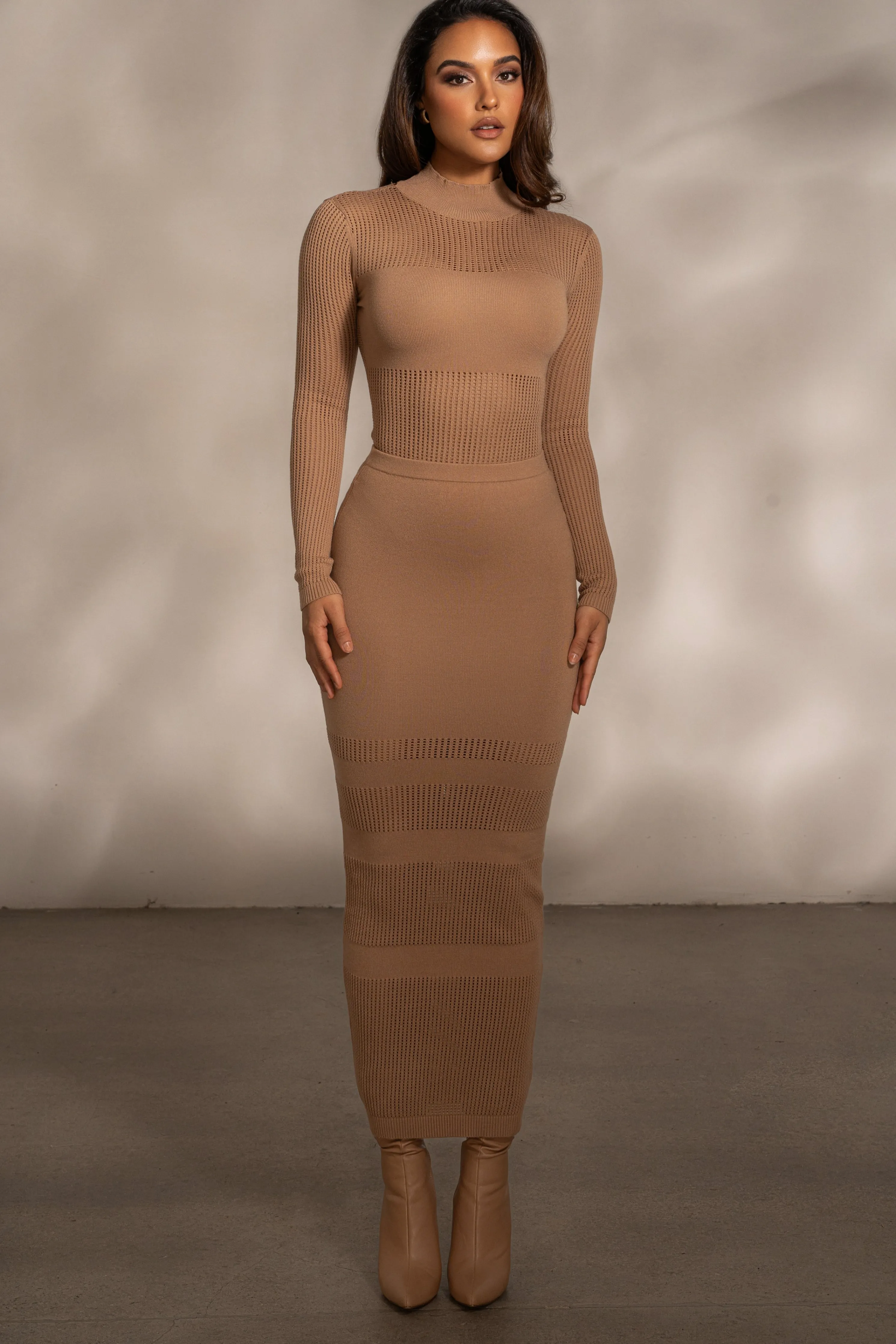 Tan Klaudette Knit Bodysuit