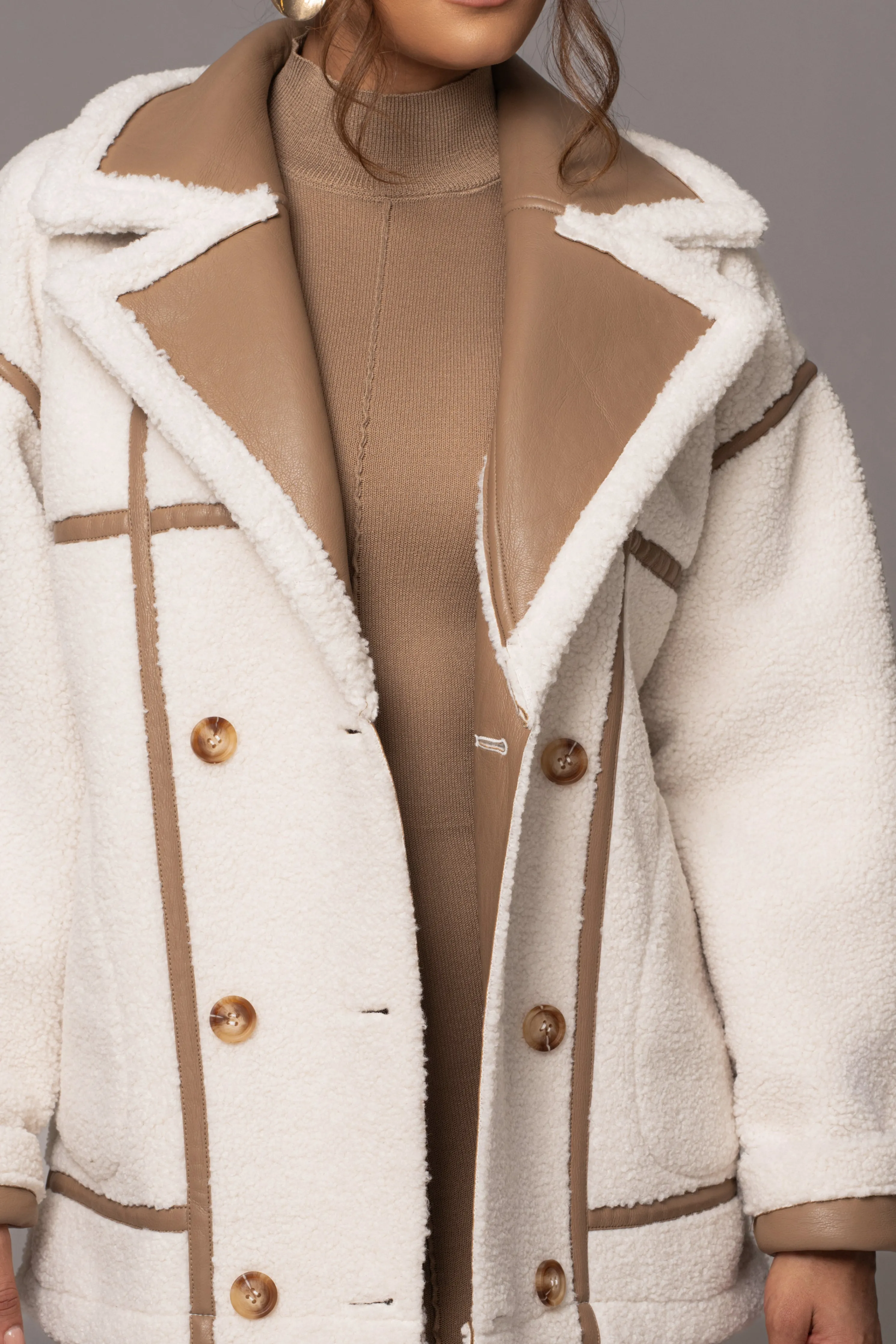 Tan Never Settle Reversible Teddy Jacket