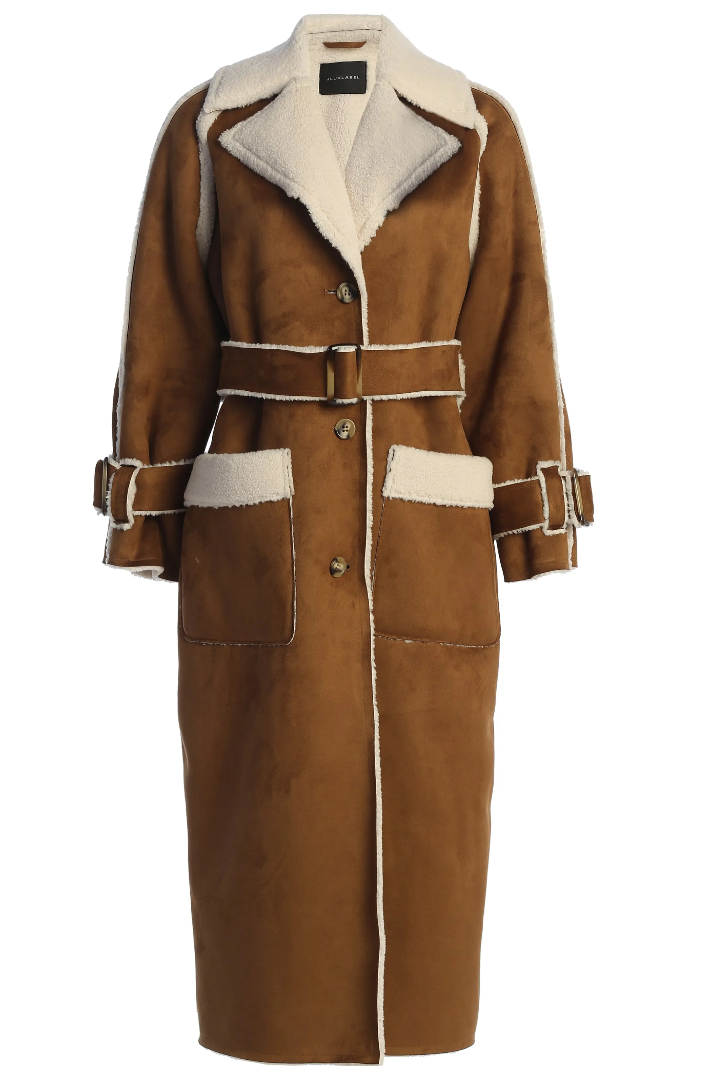 Tan Suede And Sherpa Reversible Coat