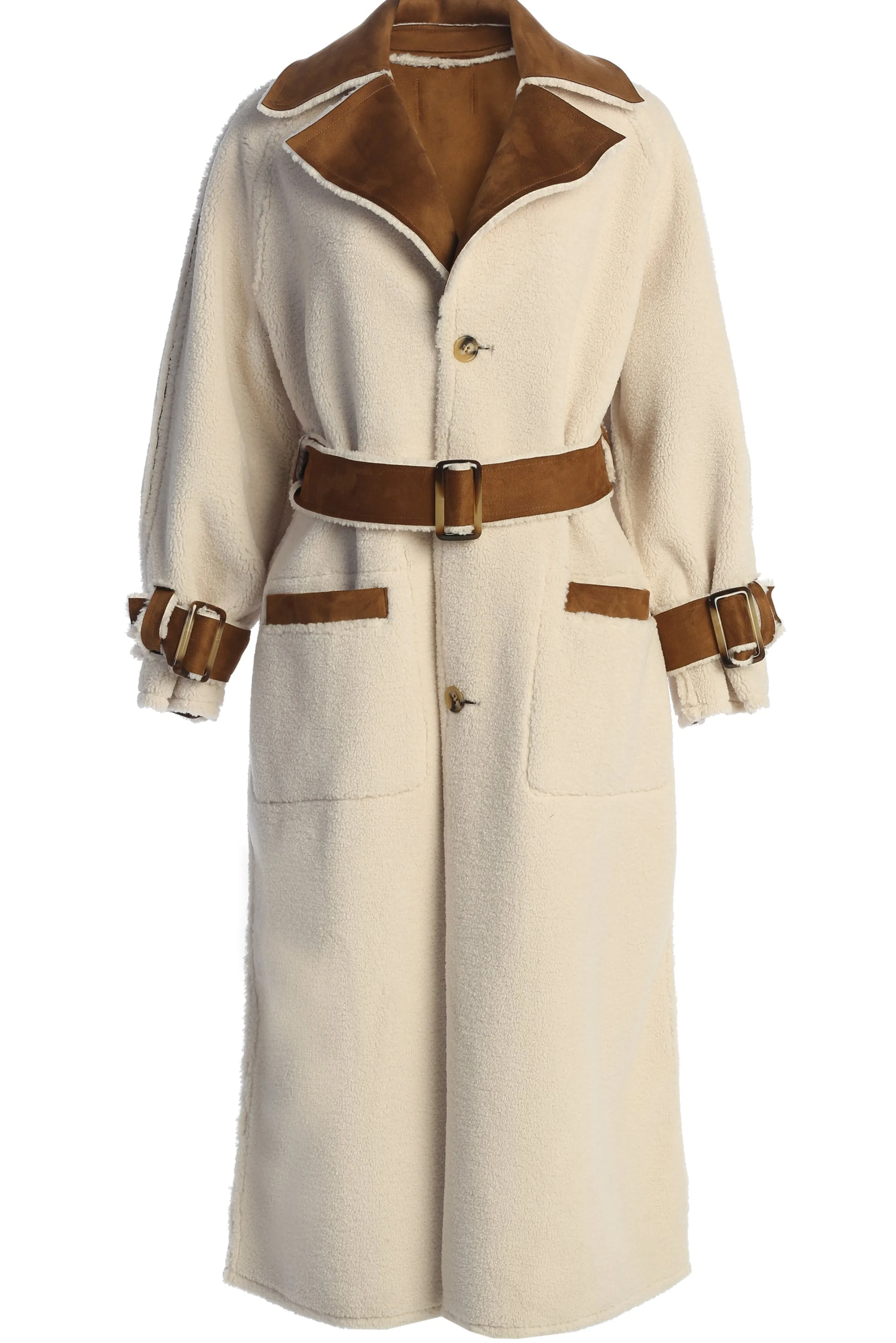 Tan Suede And Sherpa Reversible Coat
