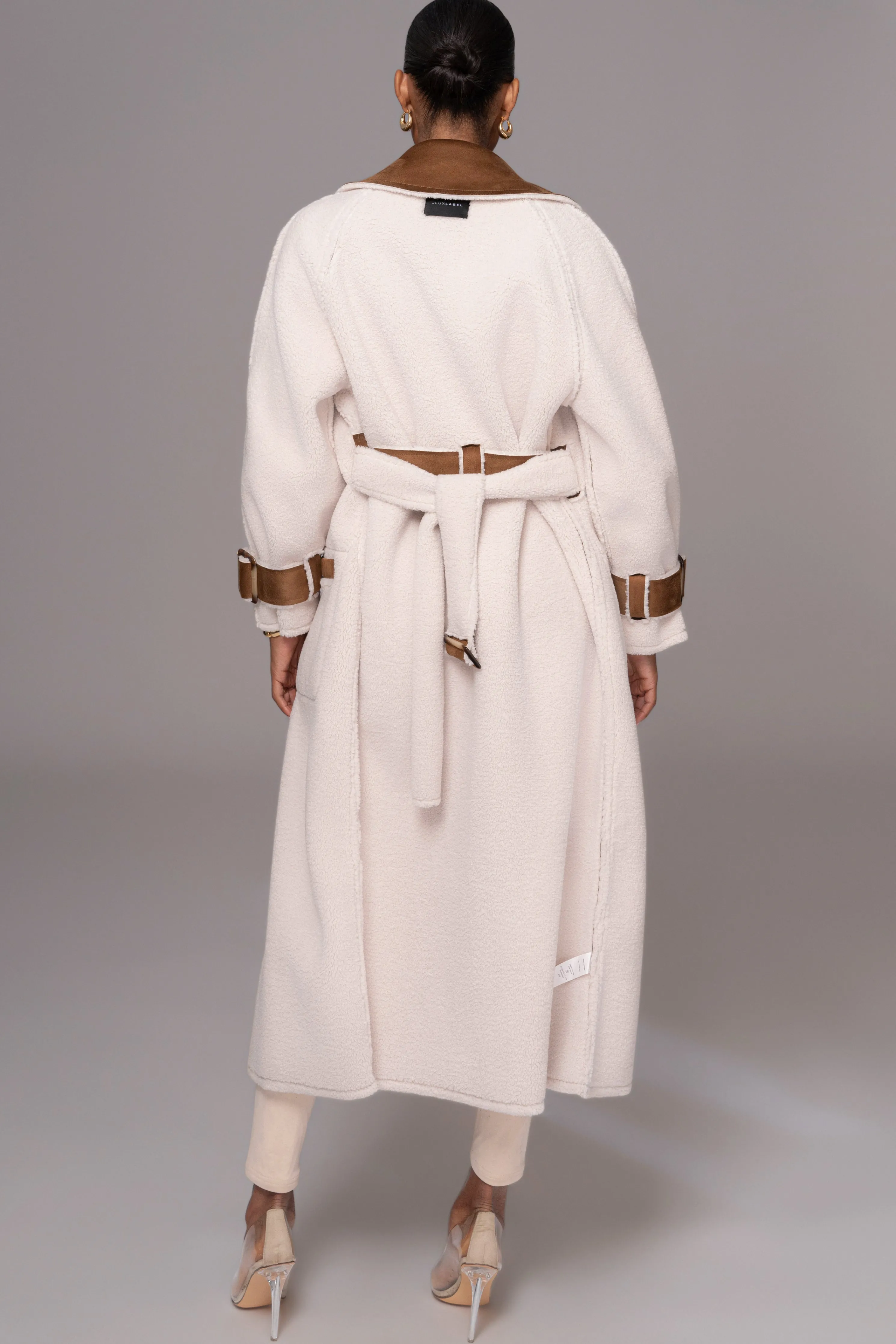 Tan Suede And Sherpa Reversible Coat