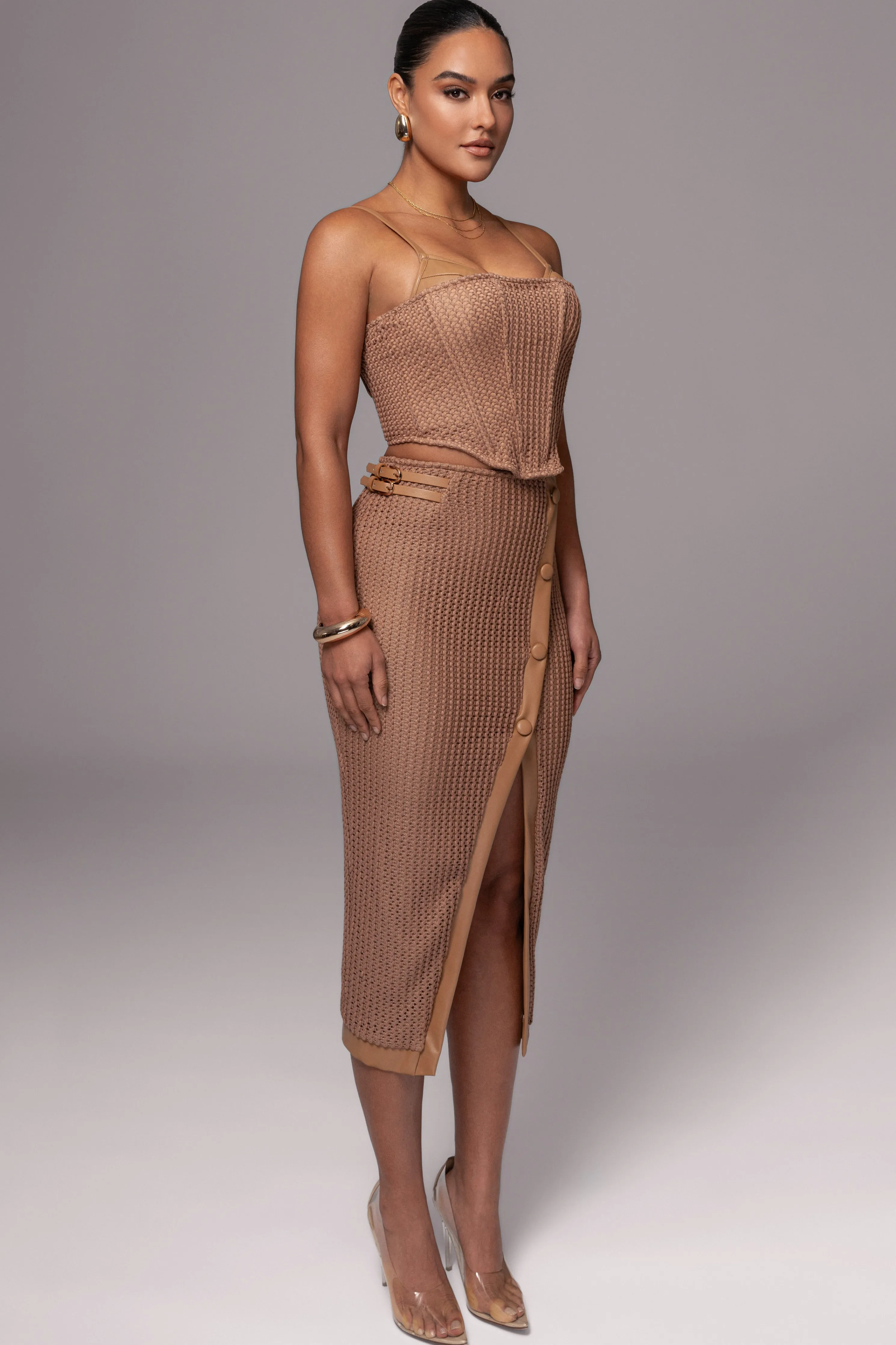 Tan Textured Harley Corset Top