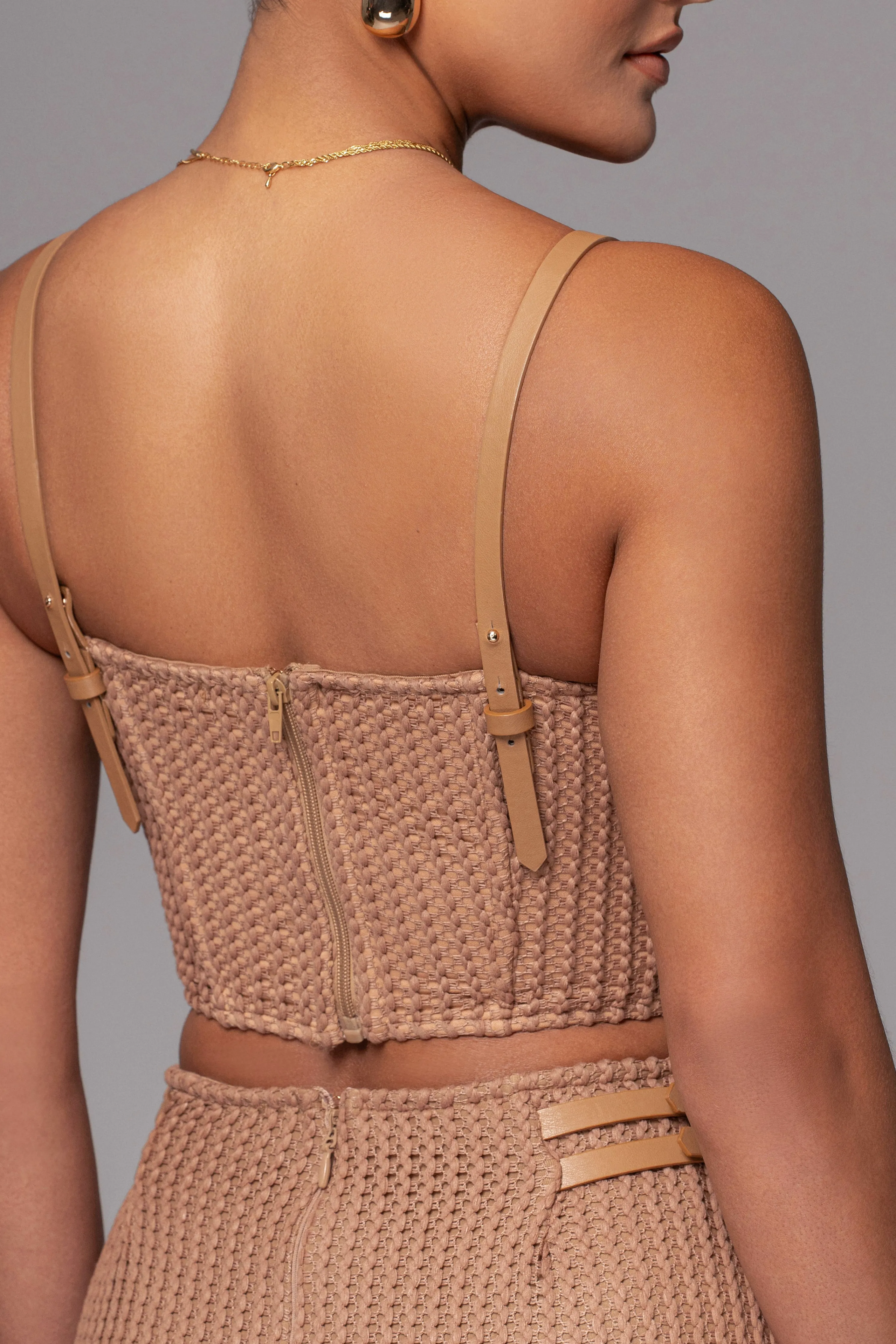 Tan Textured Harley Corset Top
