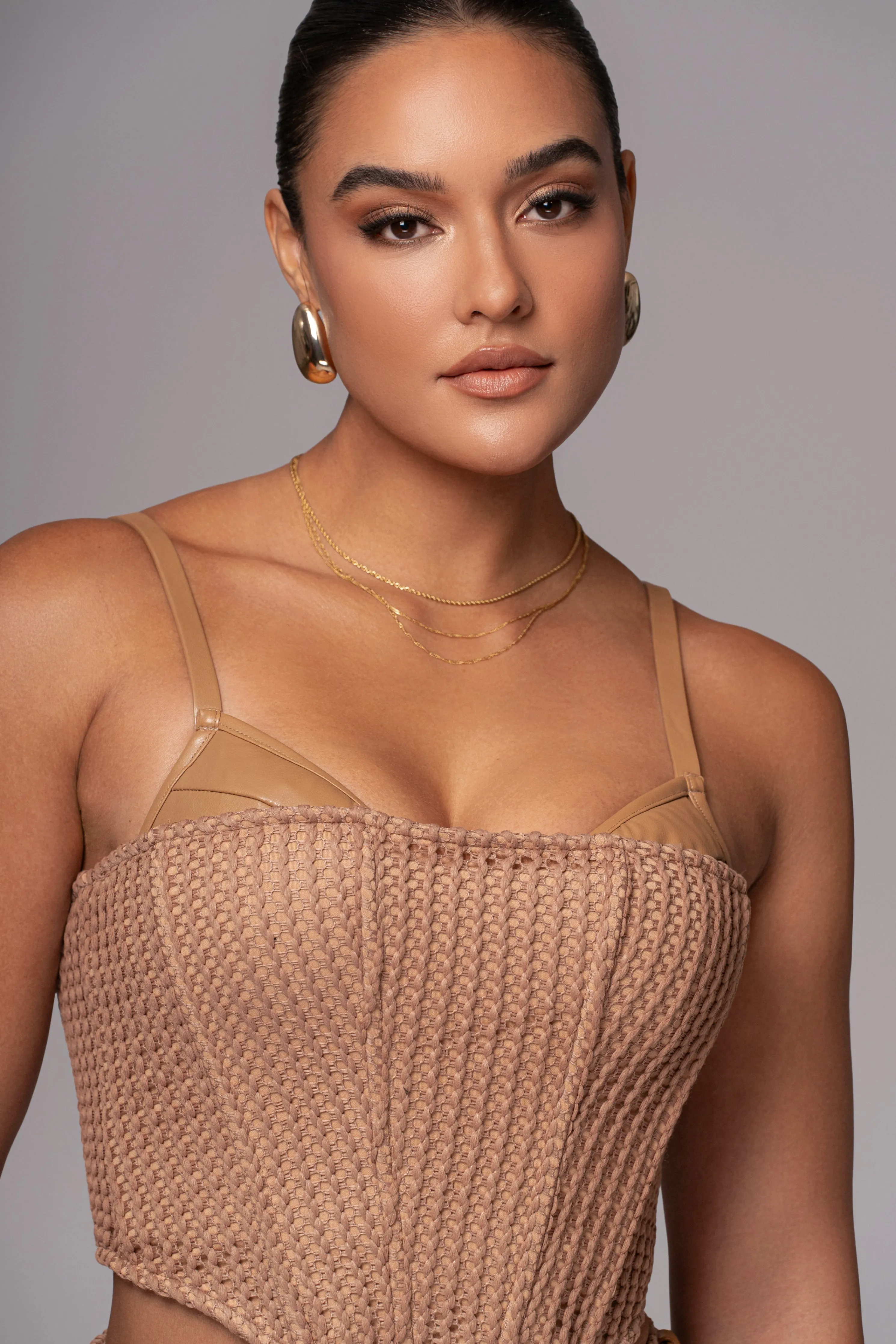 Tan Textured Harley Corset Top