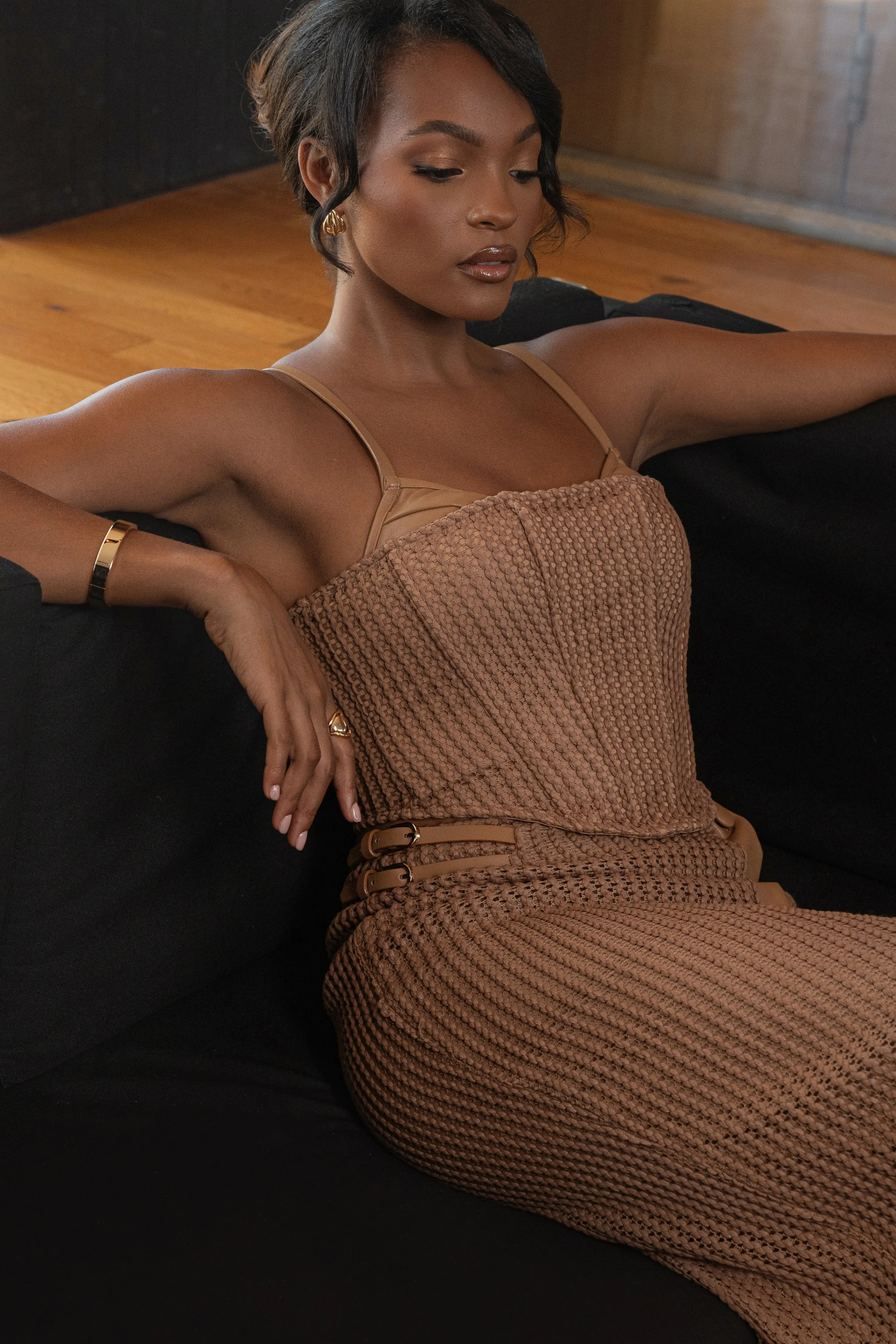 Tan Textured Harley Corset Top