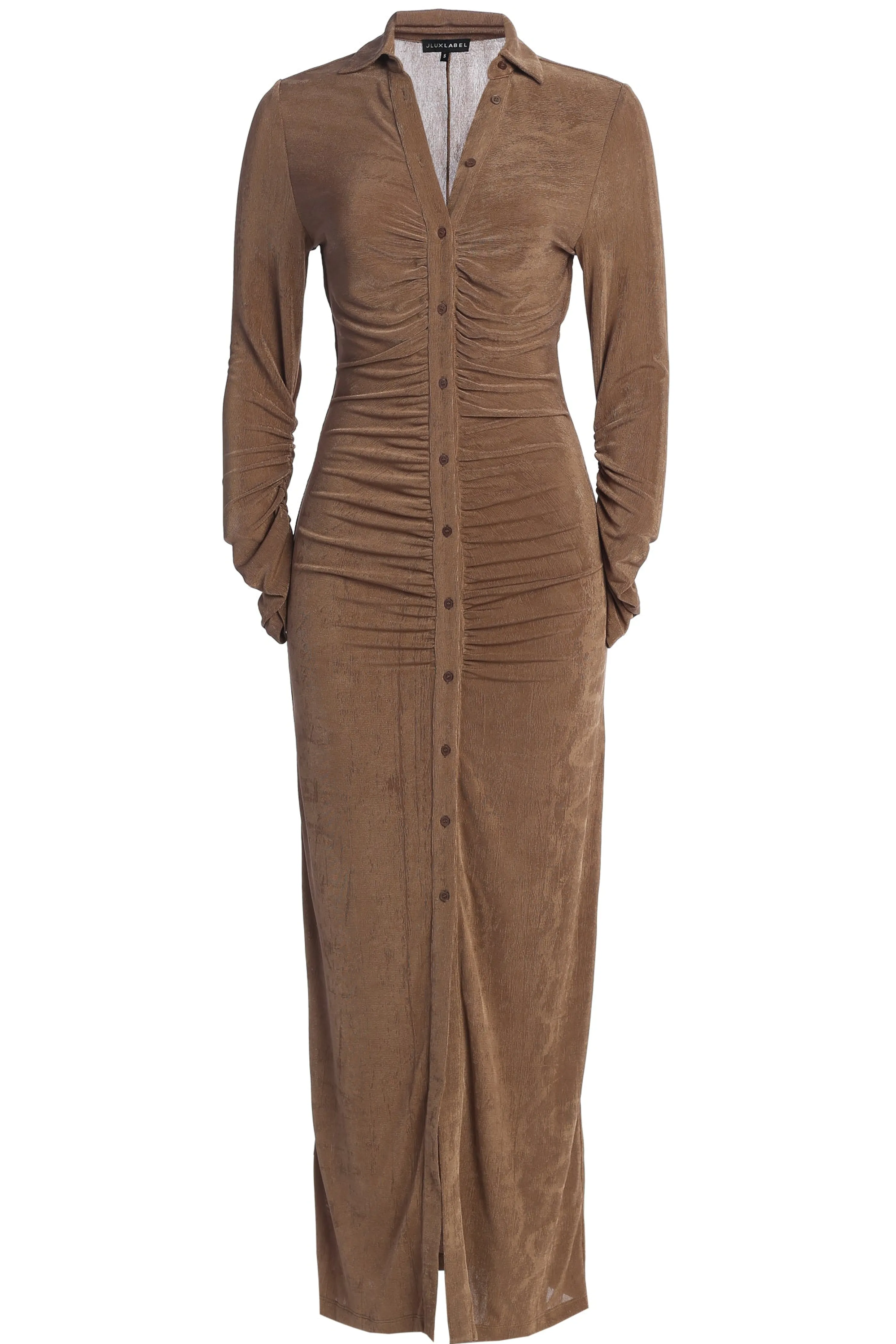 Taupe Zahra Button Front Maxi Dress