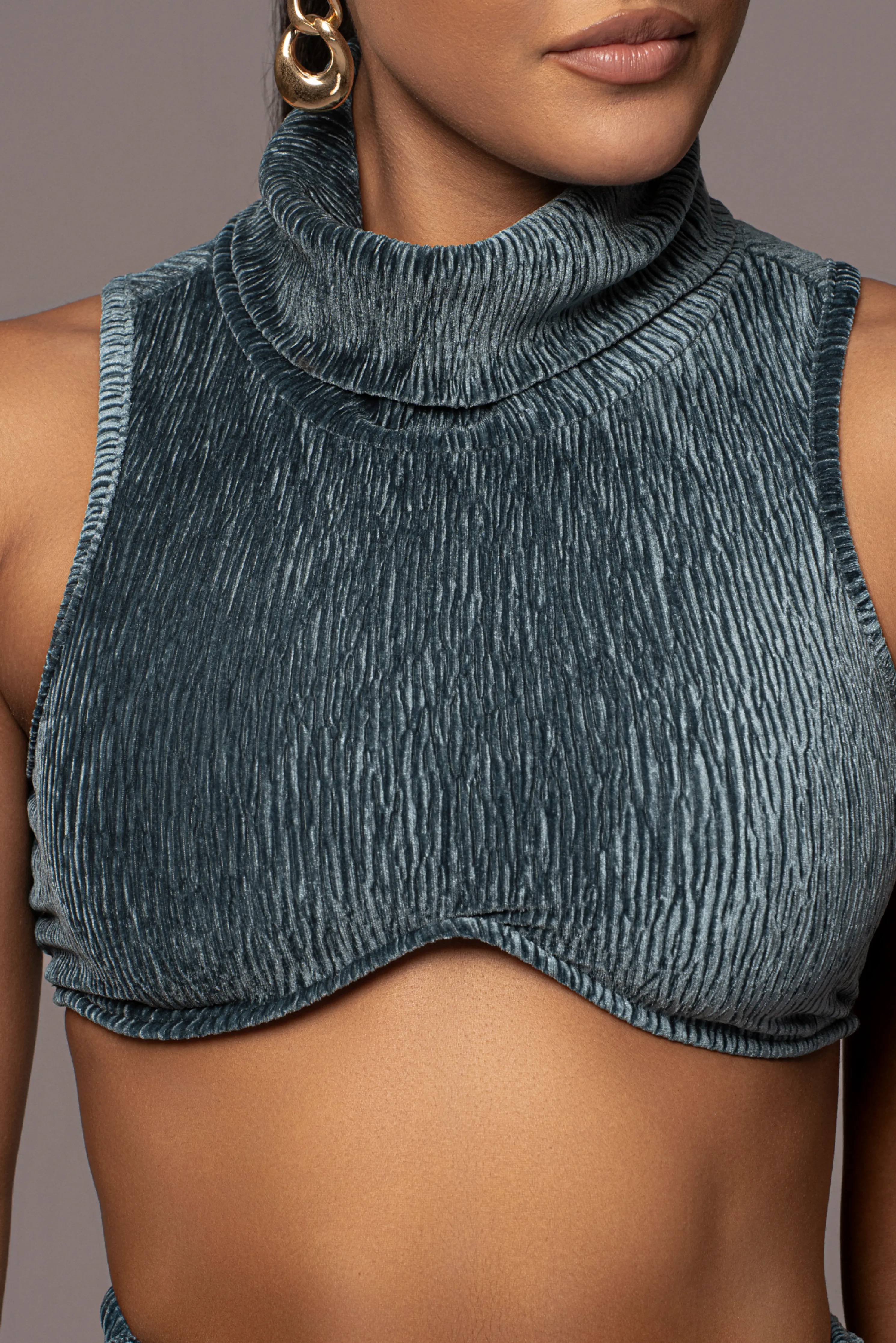 Teal Chosen One Velvet Skirt Set