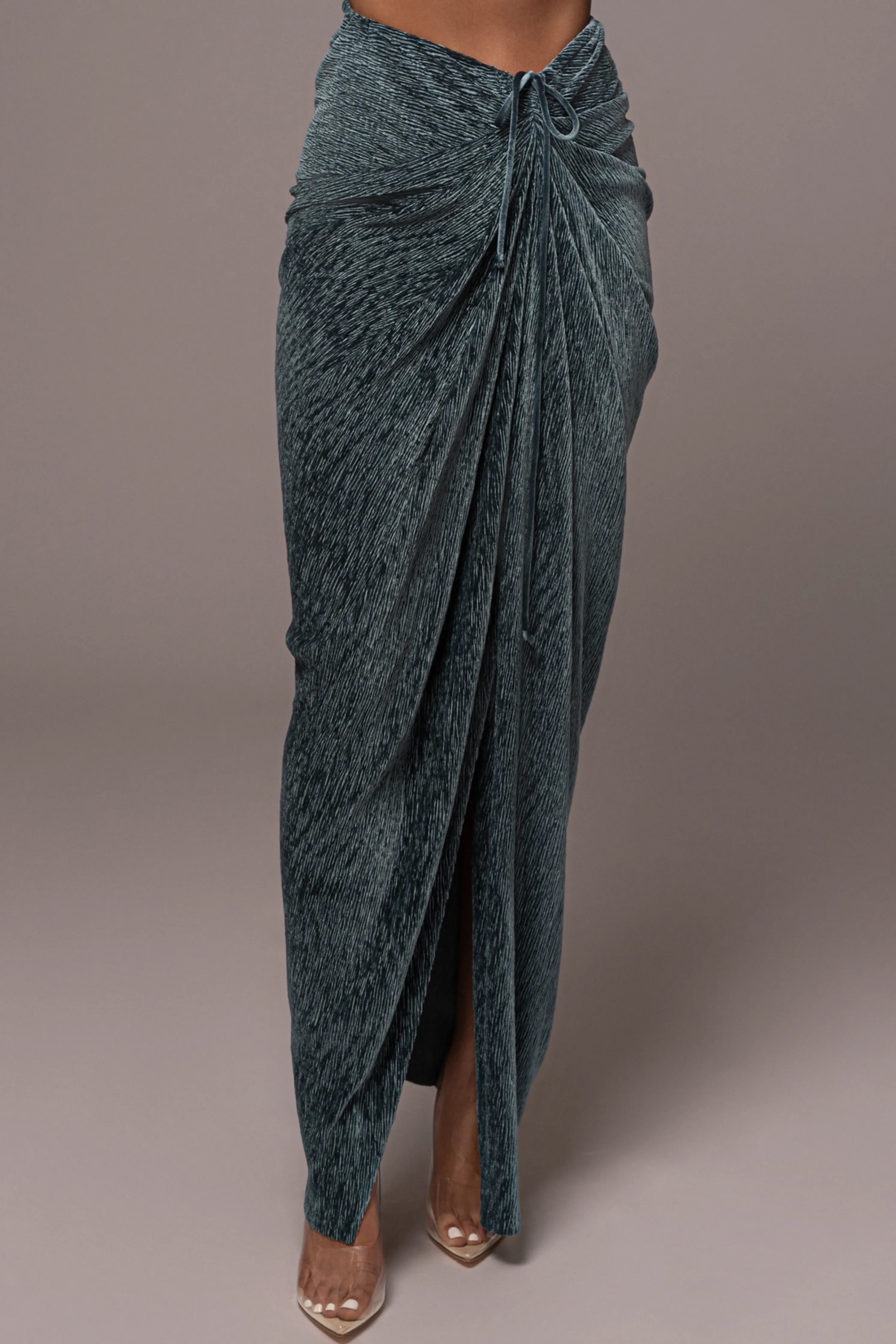 Teal Chosen One Velvet Skirt Set