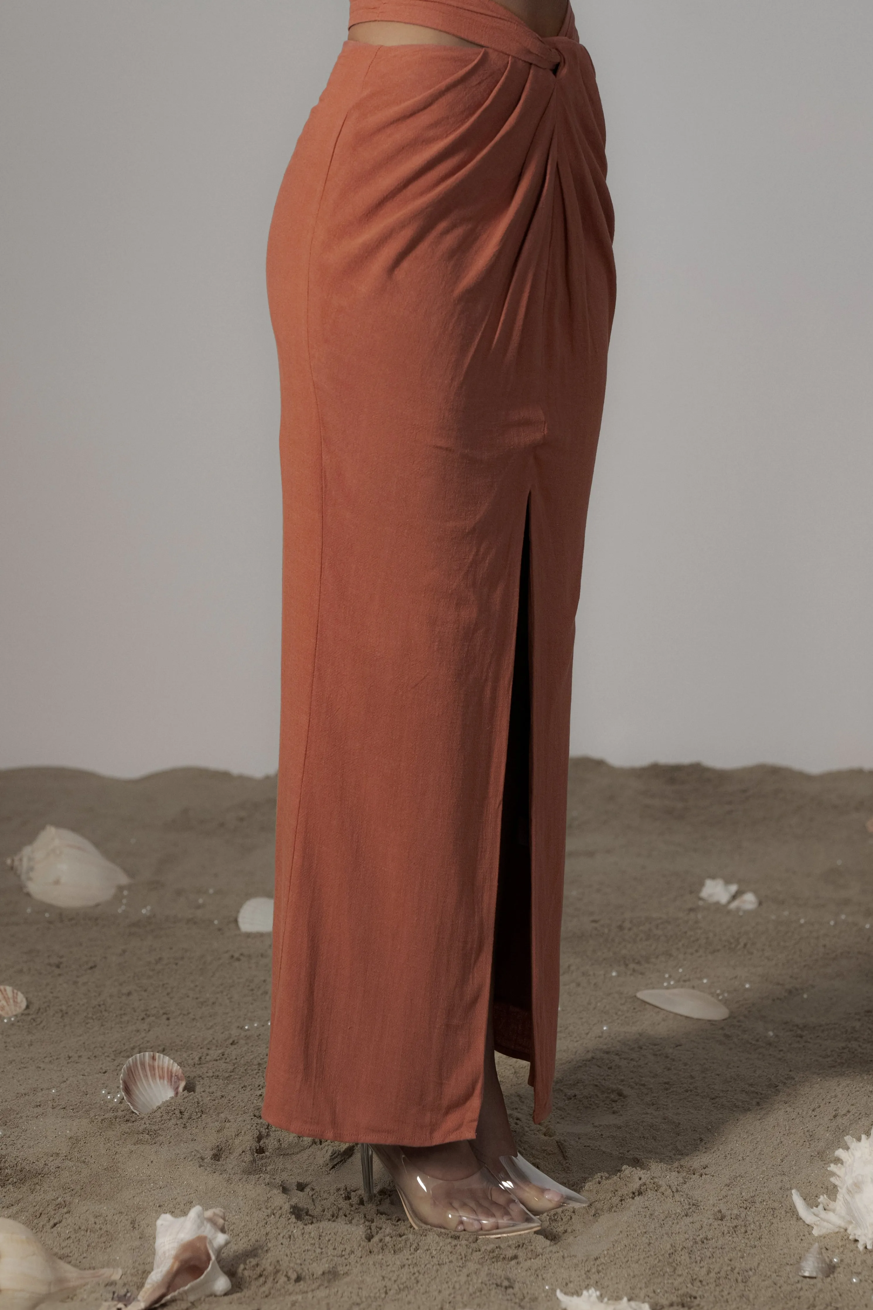 Terra Cotta Dreamland Linen Skirt