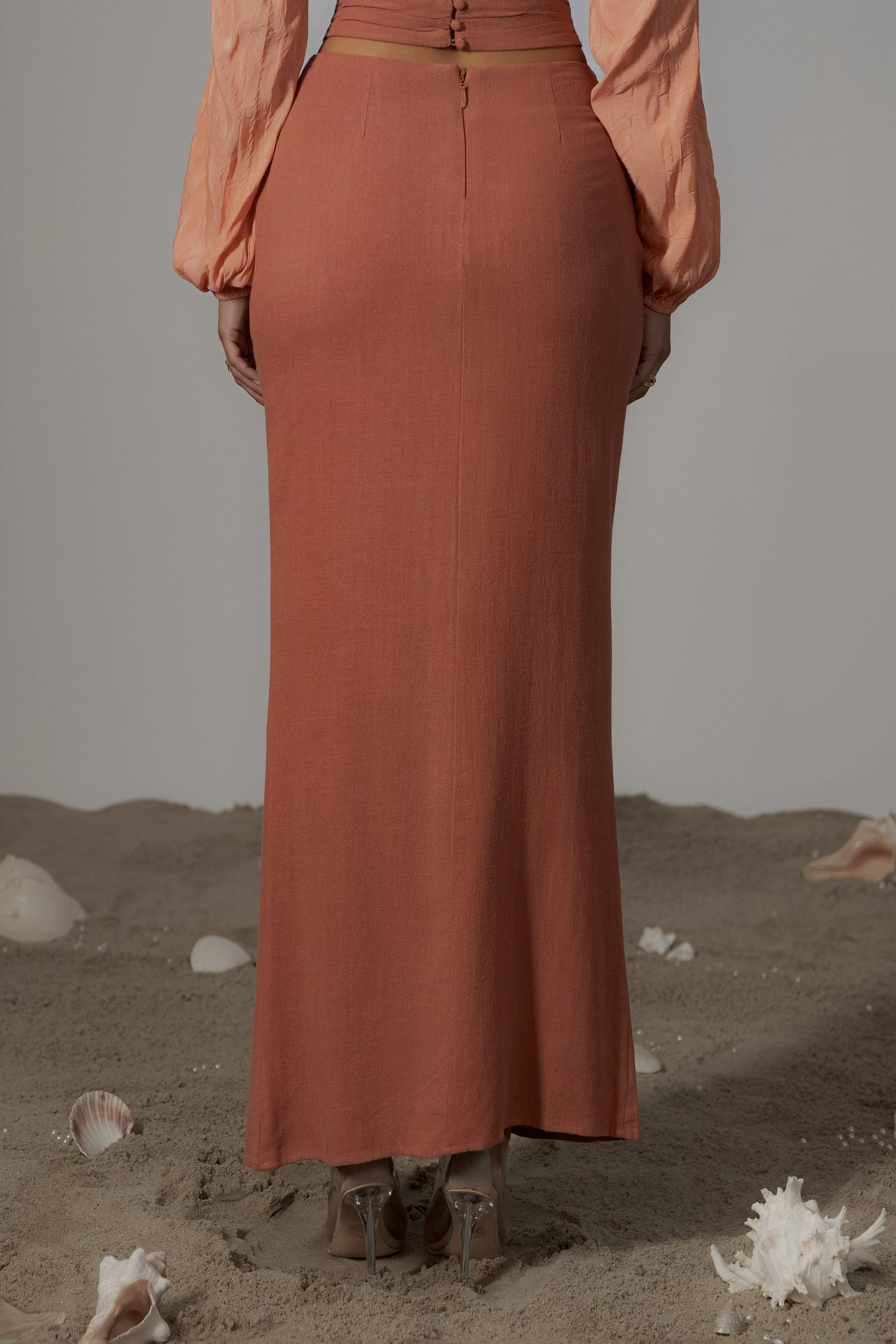 Terra Cotta Dreamland Linen Skirt