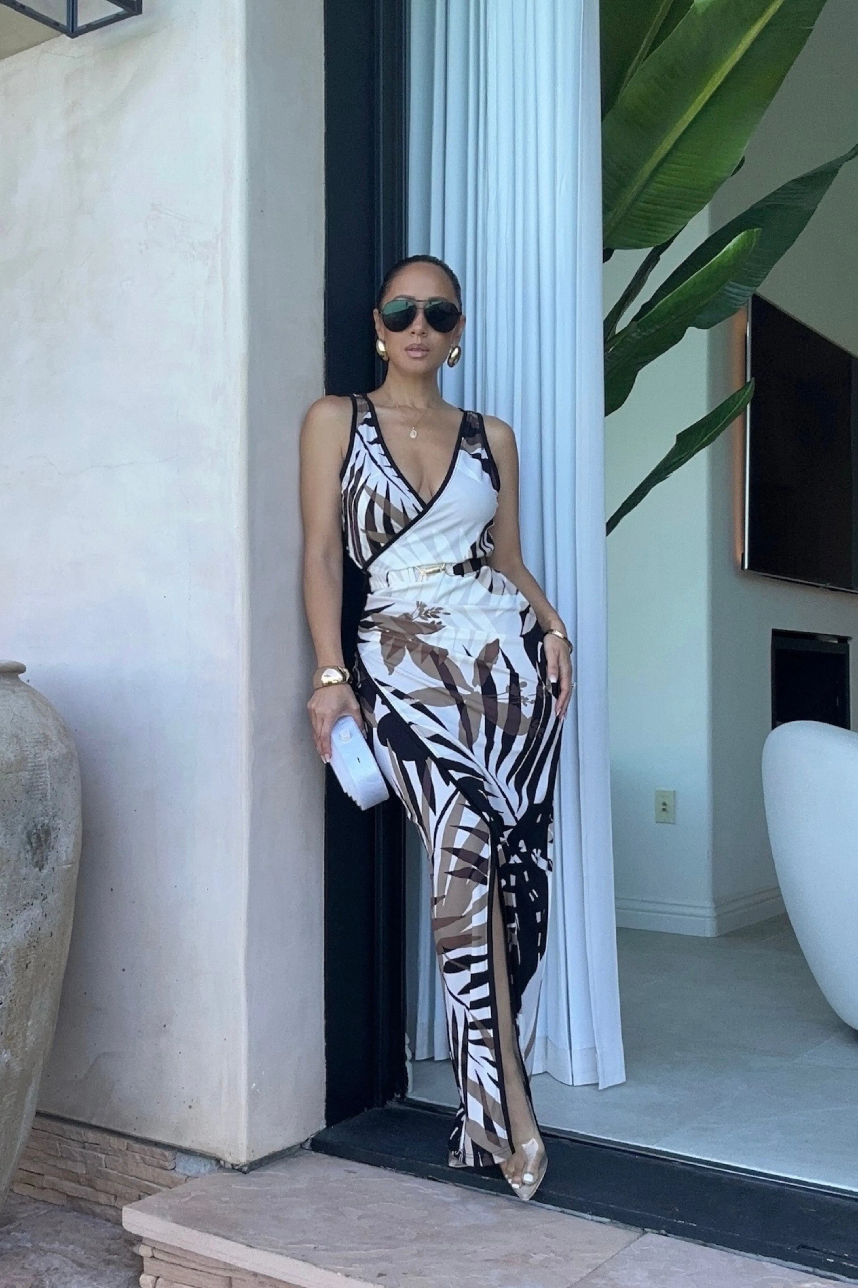 Tropical Print Revival Wrap Dress