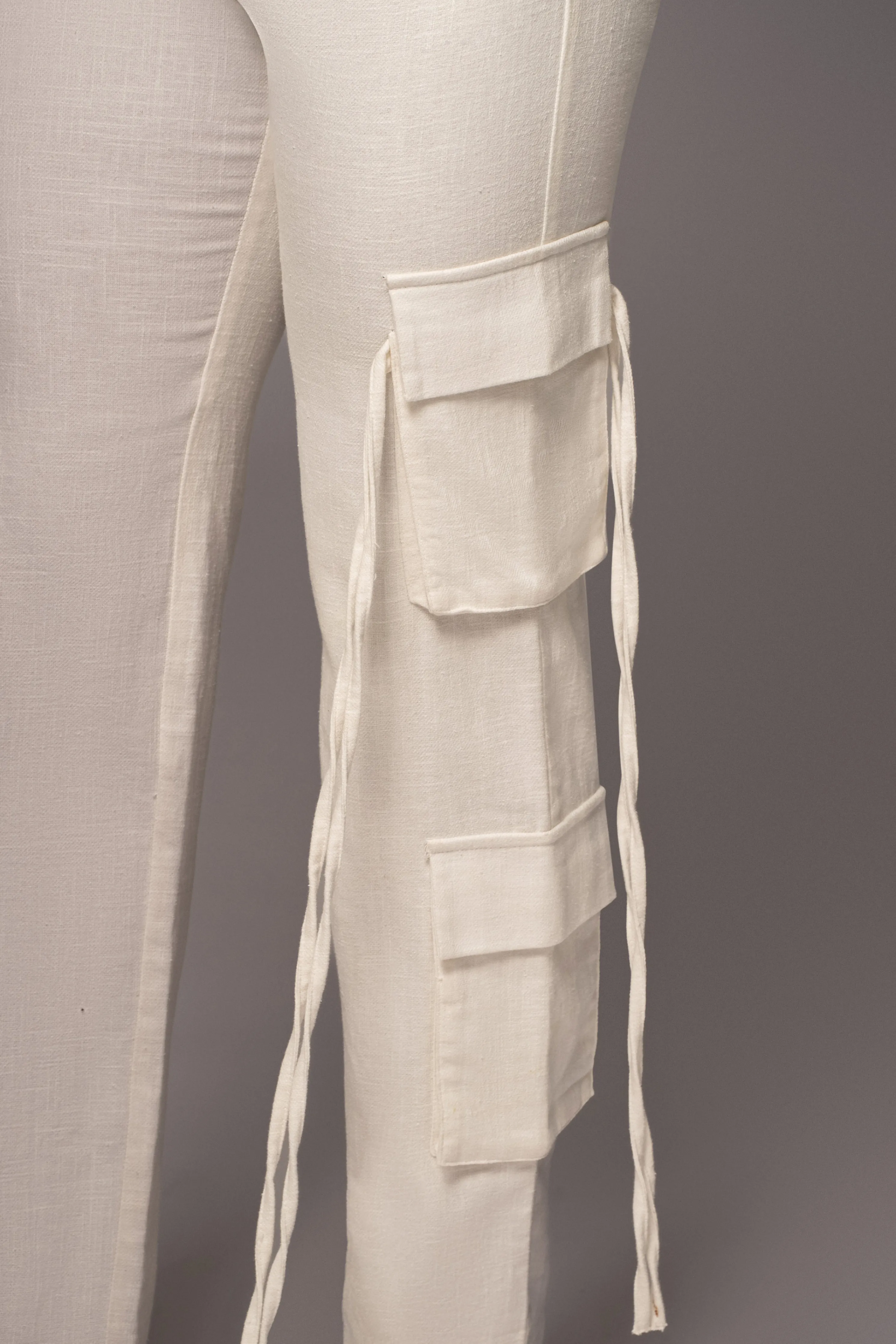 White Better Half Linen Utility Pants