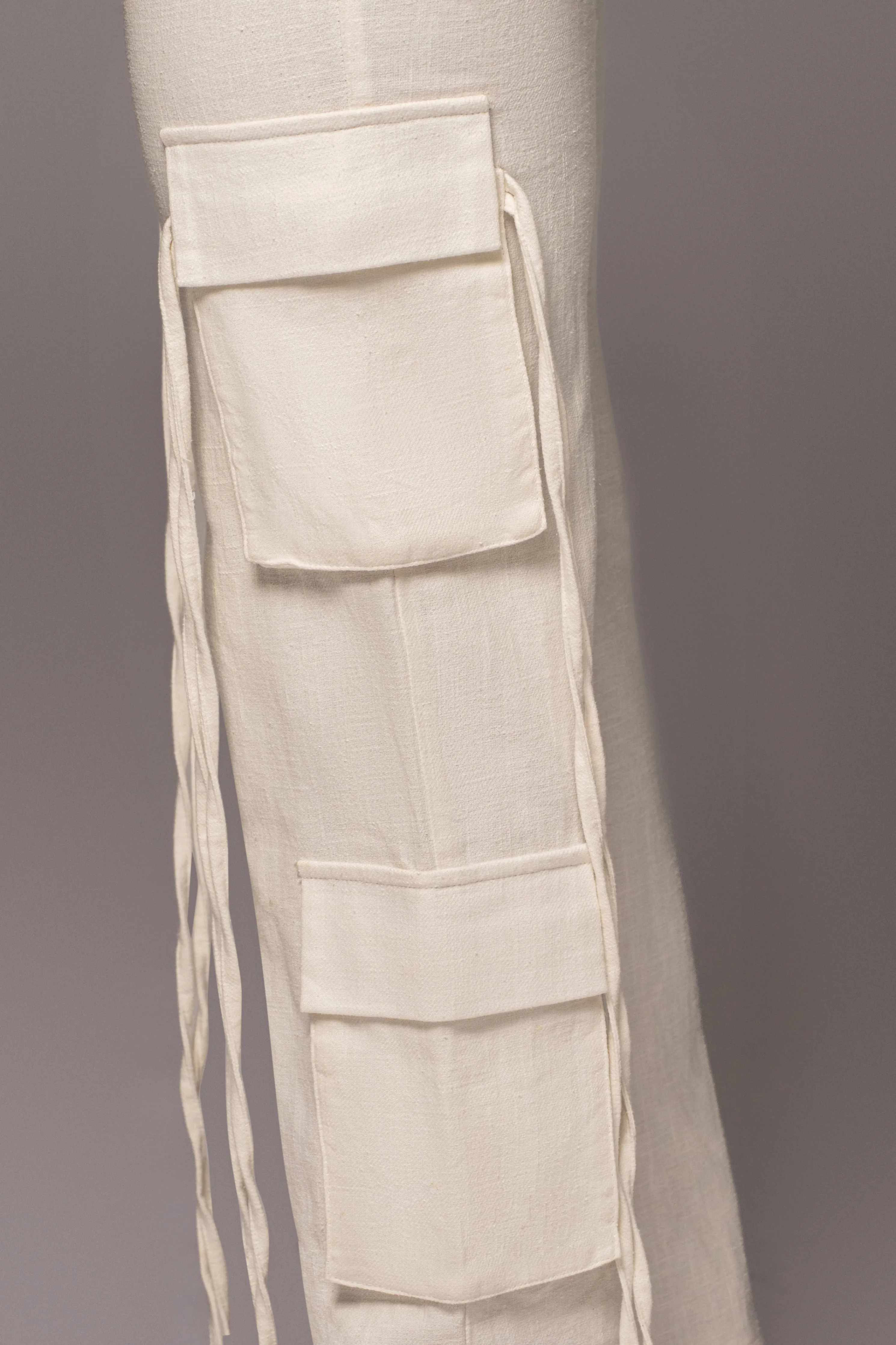White Better Half Linen Utility Pants