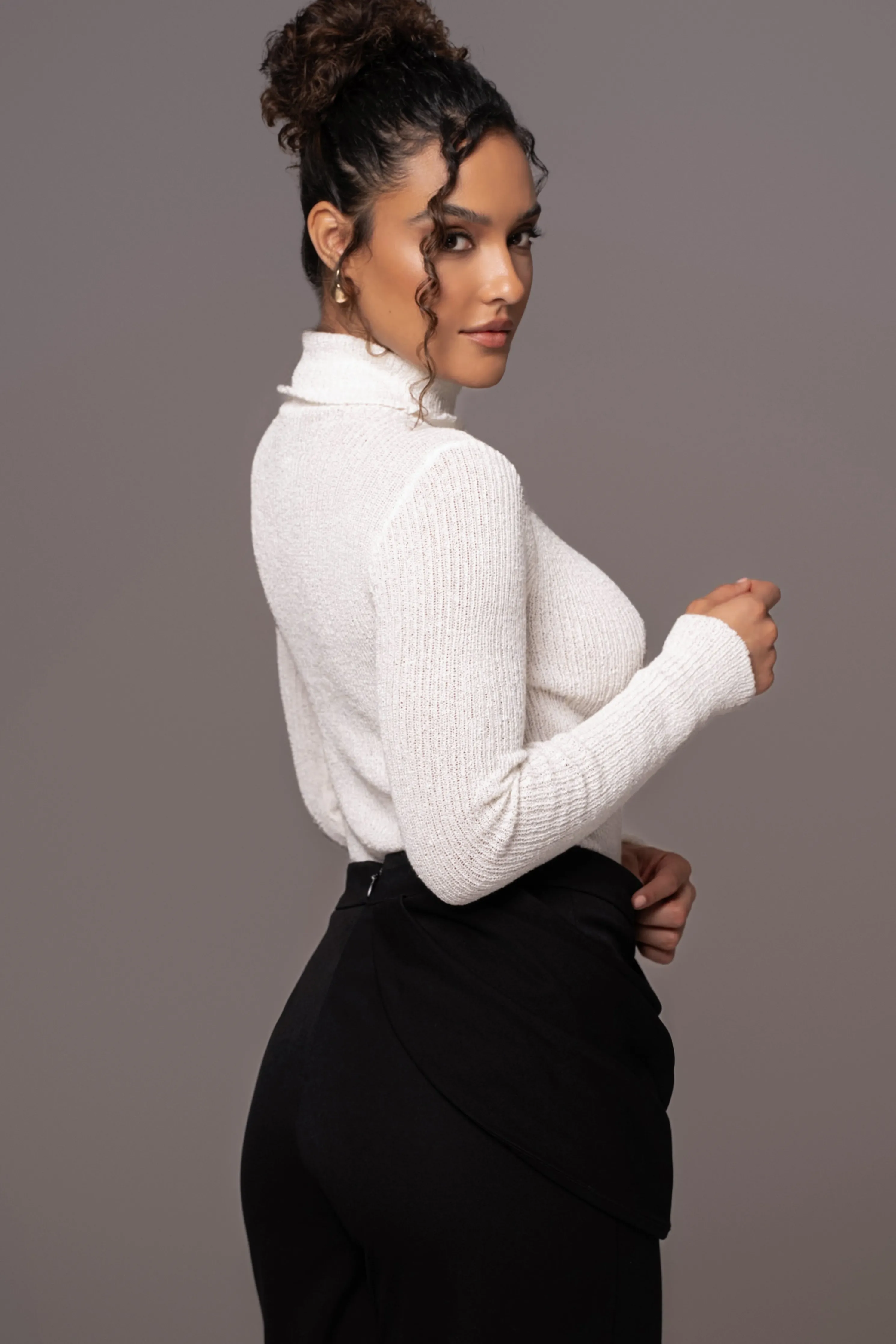 White Carli Turtle Neck Top