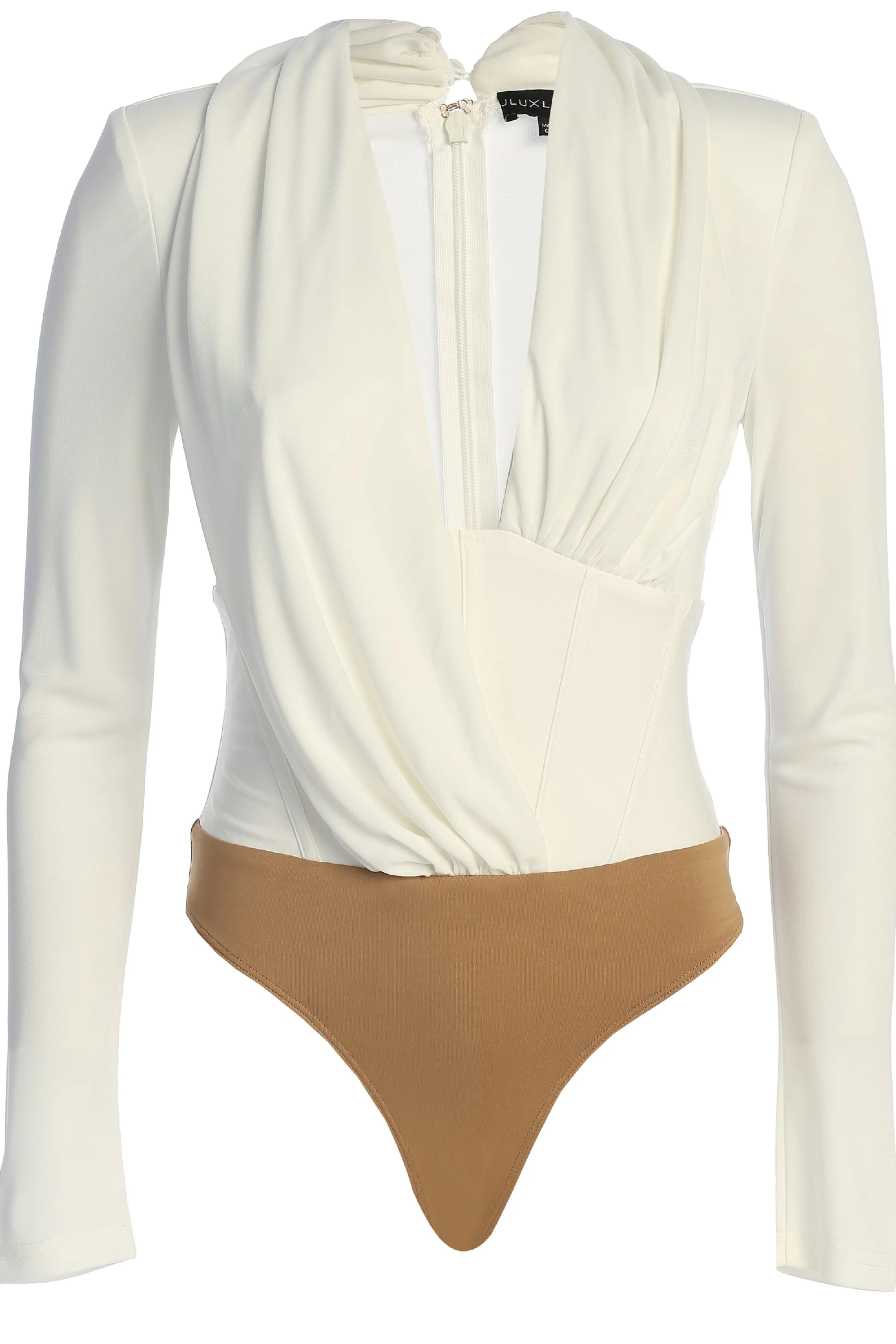 White Drape Corset Bodysuit