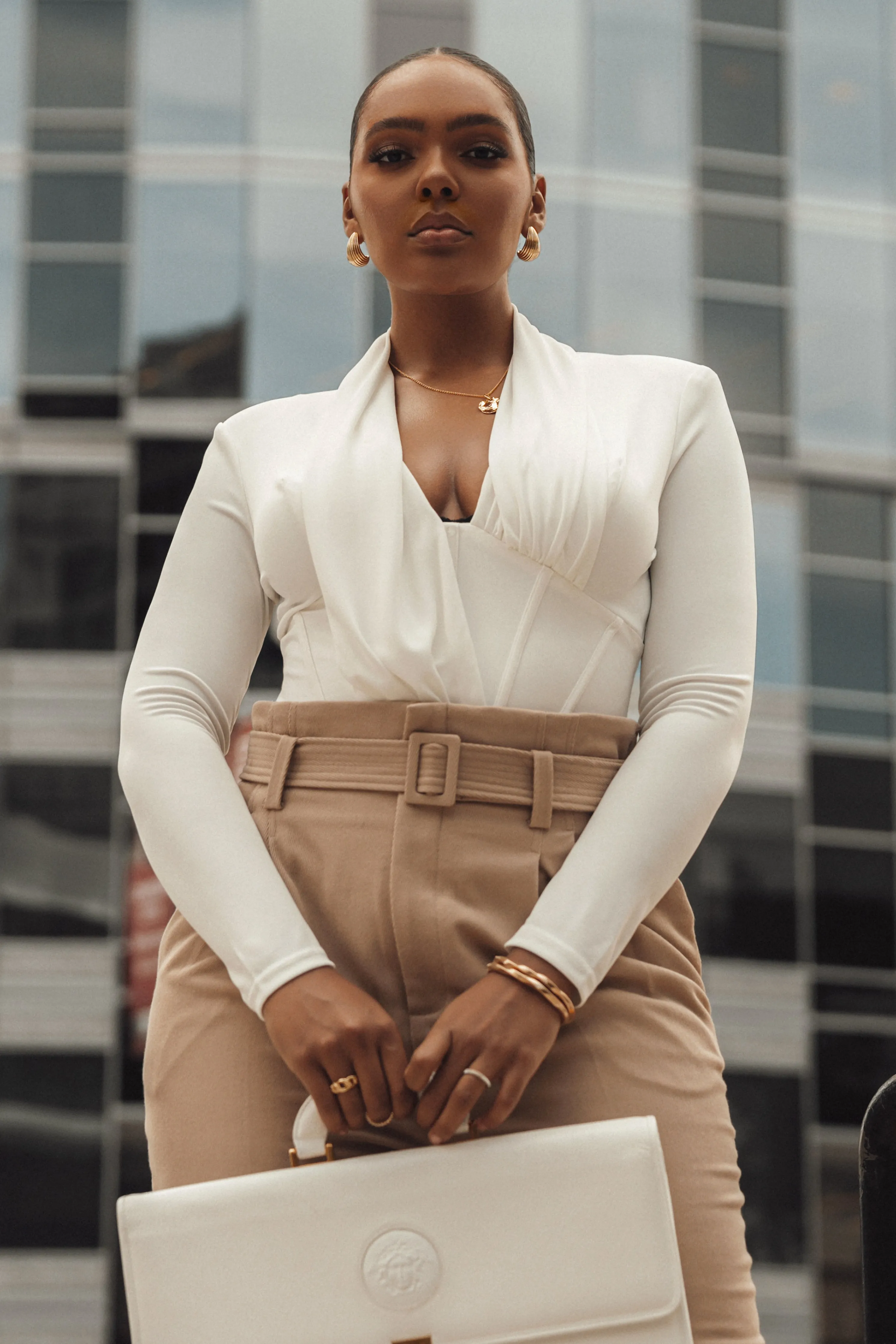 White Drape Corset Bodysuit