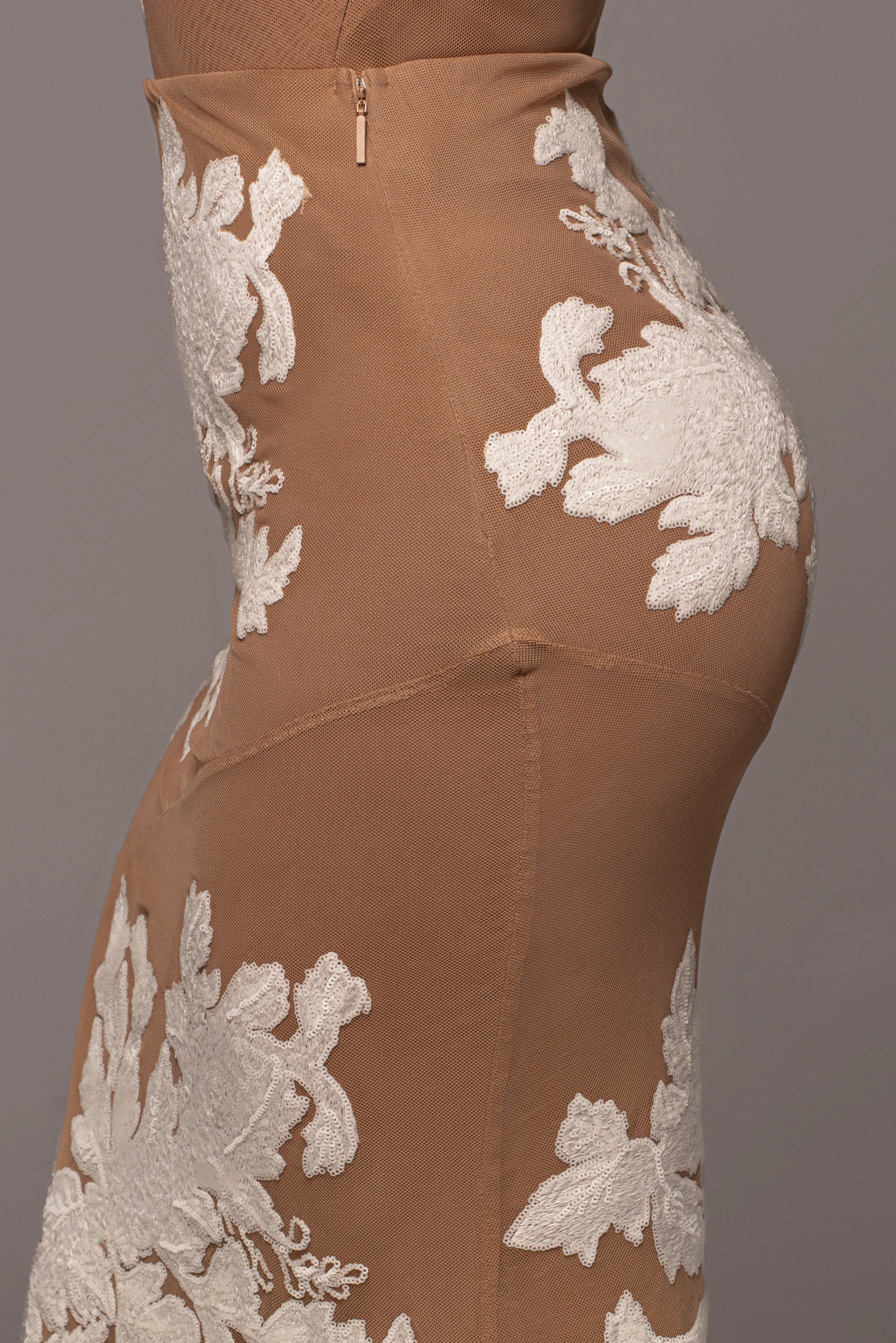 White Edena Embroidered Midi Skirt