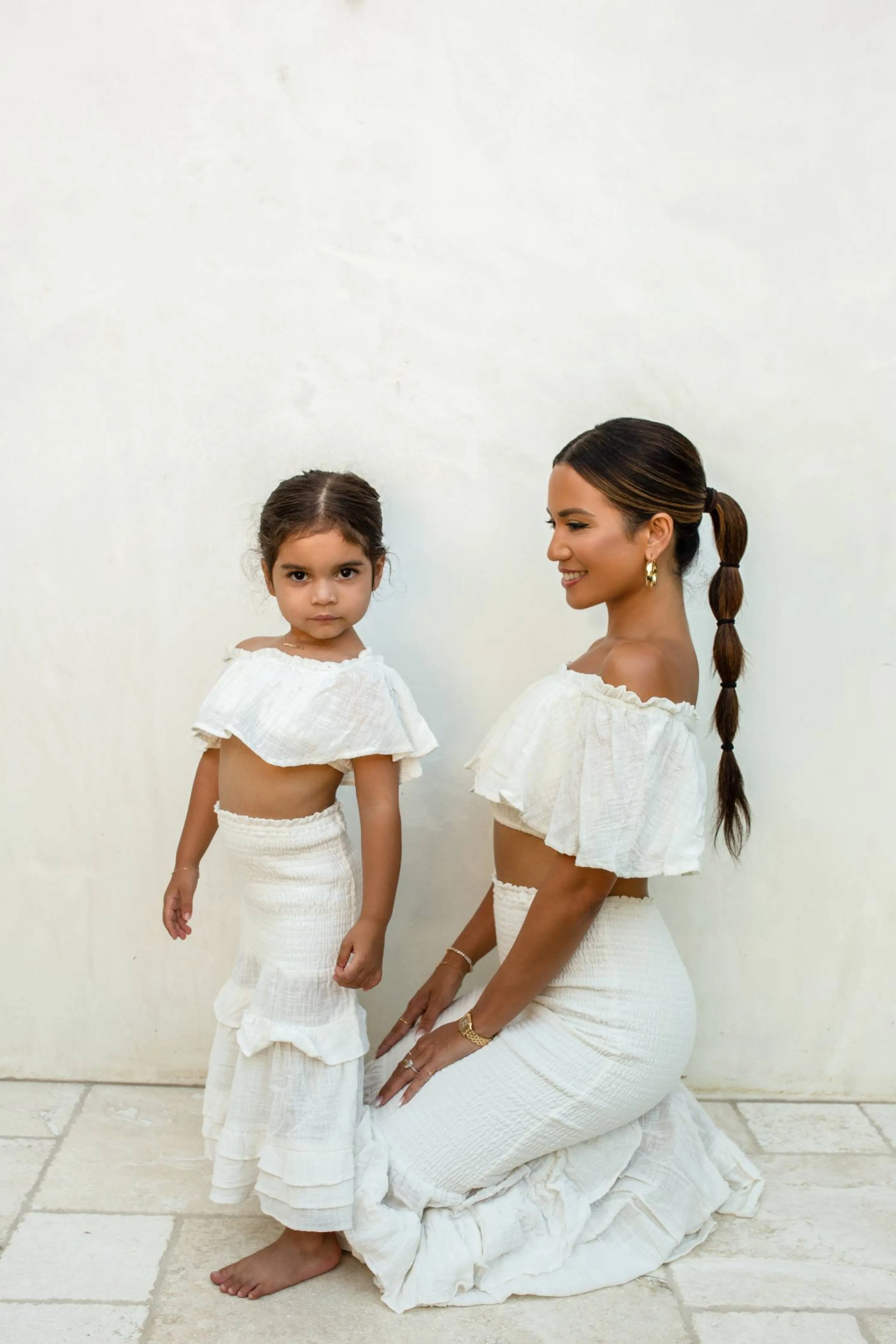 White Emily Ruffled Skirt Set