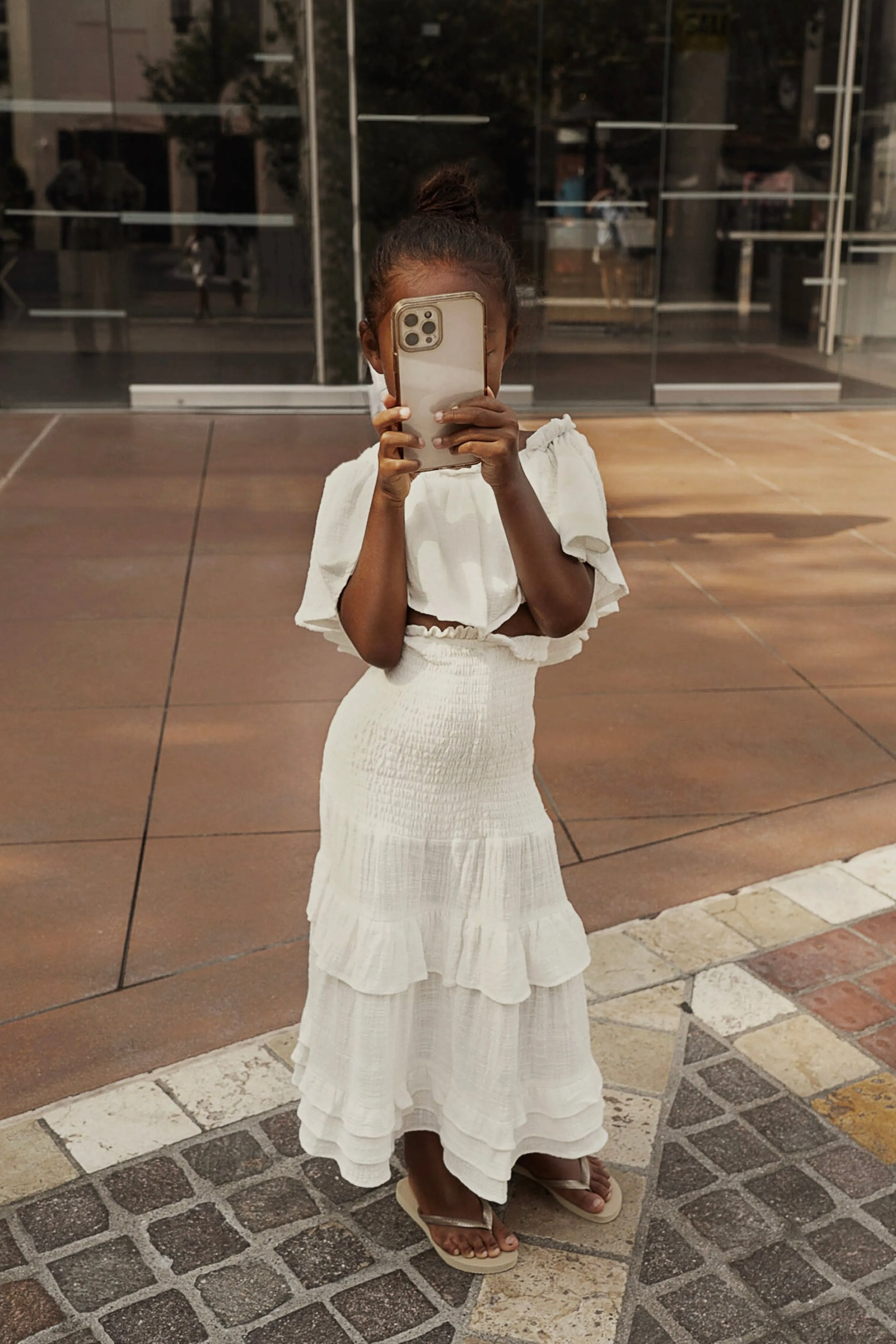 White Emily Ruffled Skirt Set