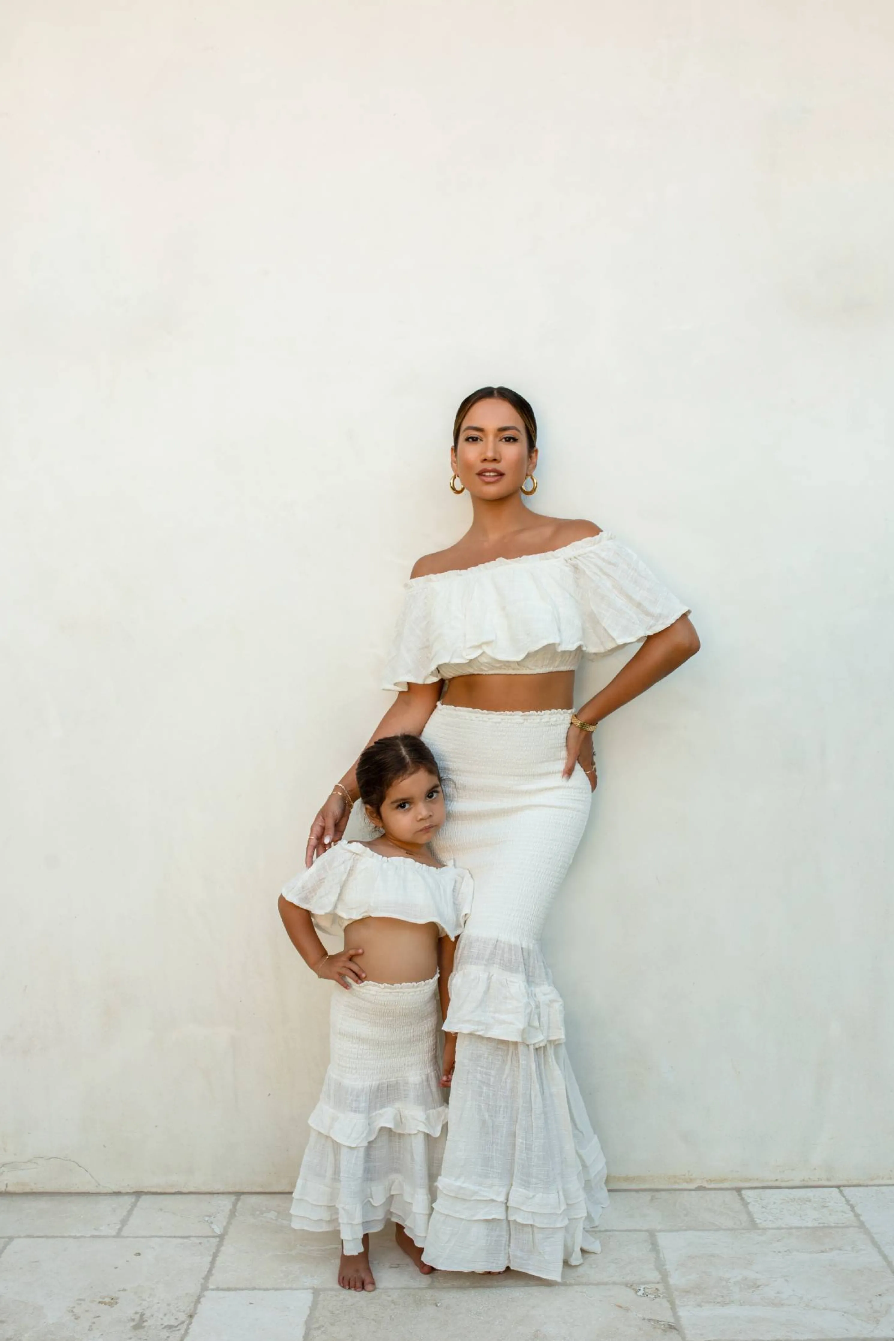 White Emily Ruffled Skirt Set