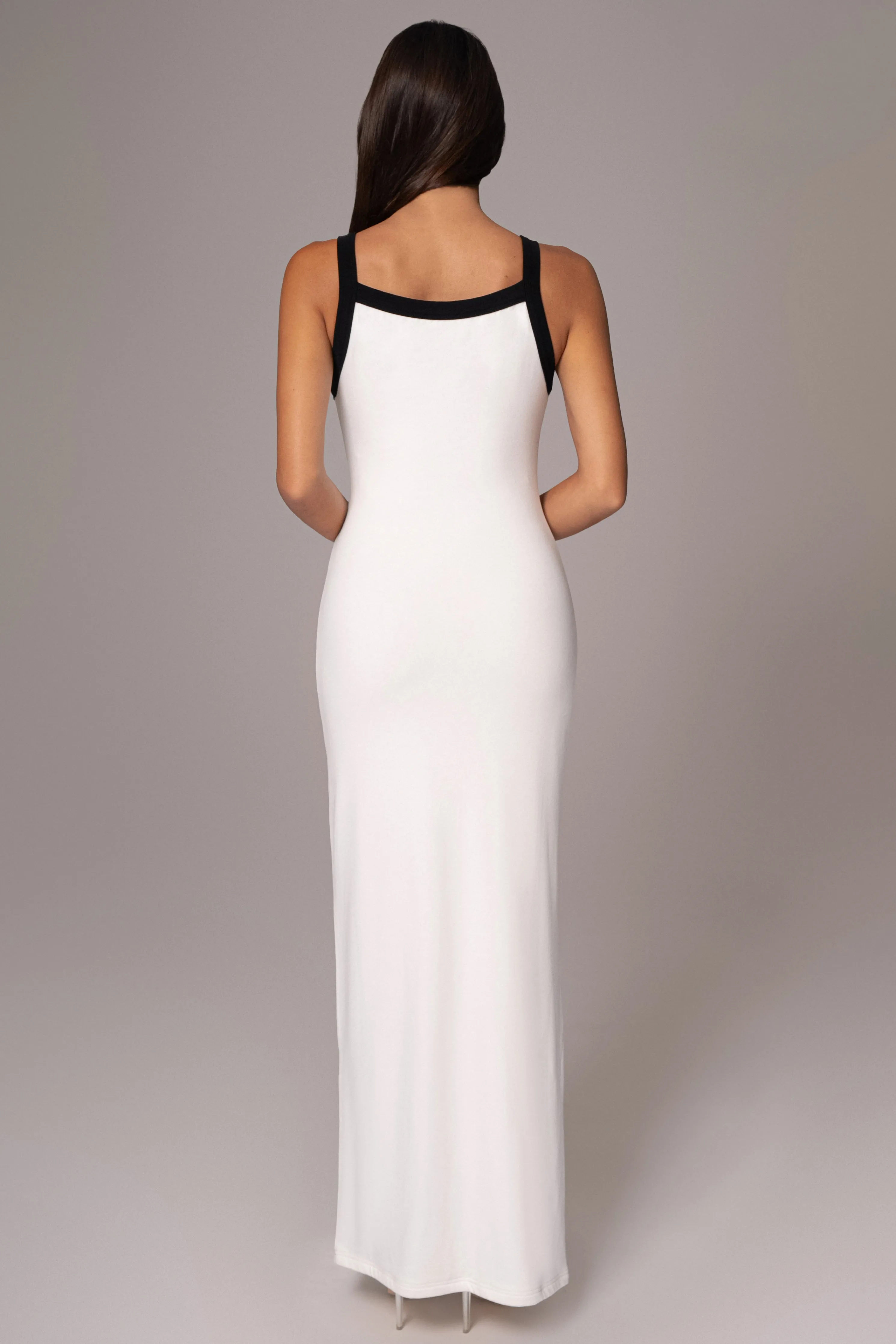White Francesca Contrast Maxi Dress