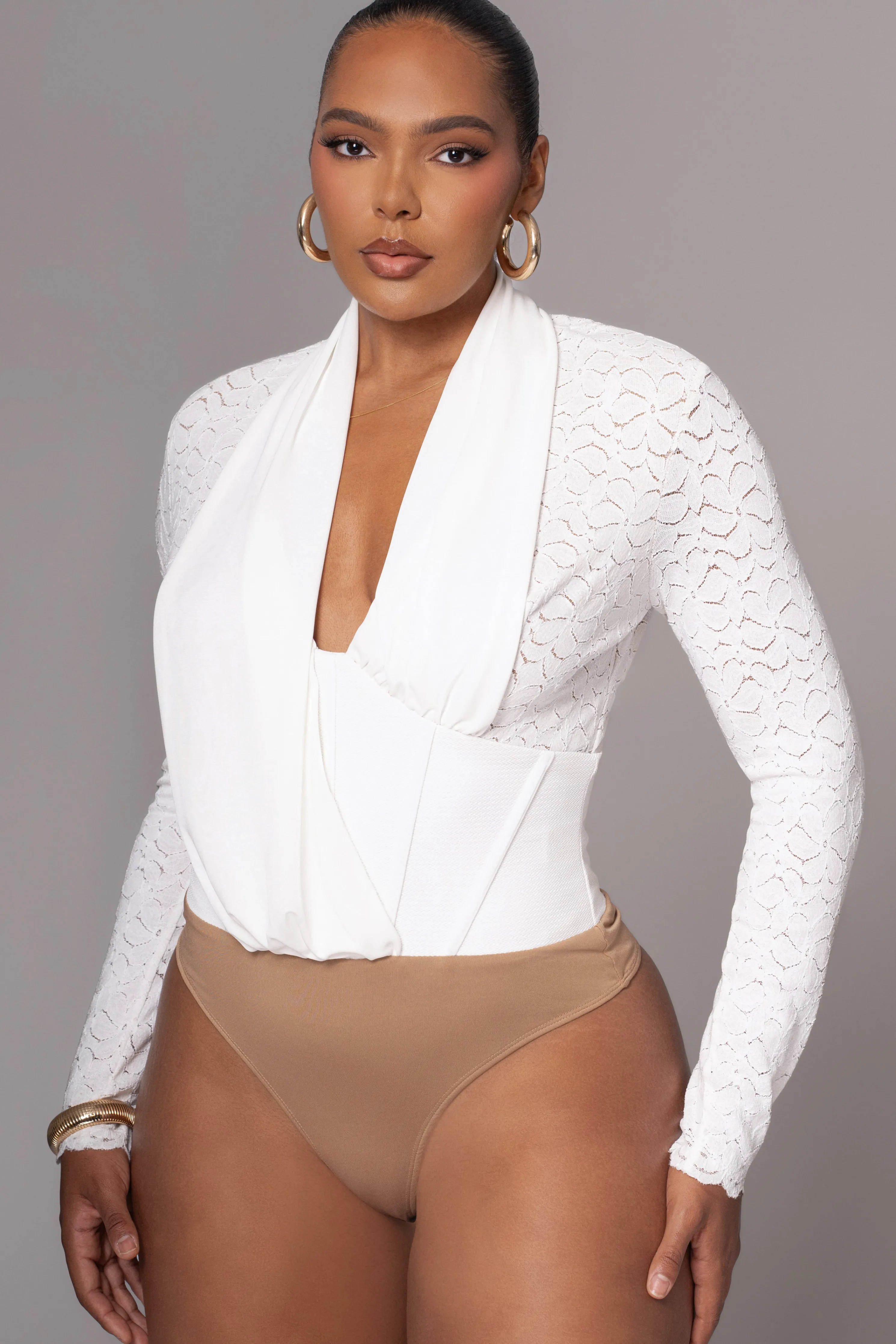 White Lace Corset Bodysuit