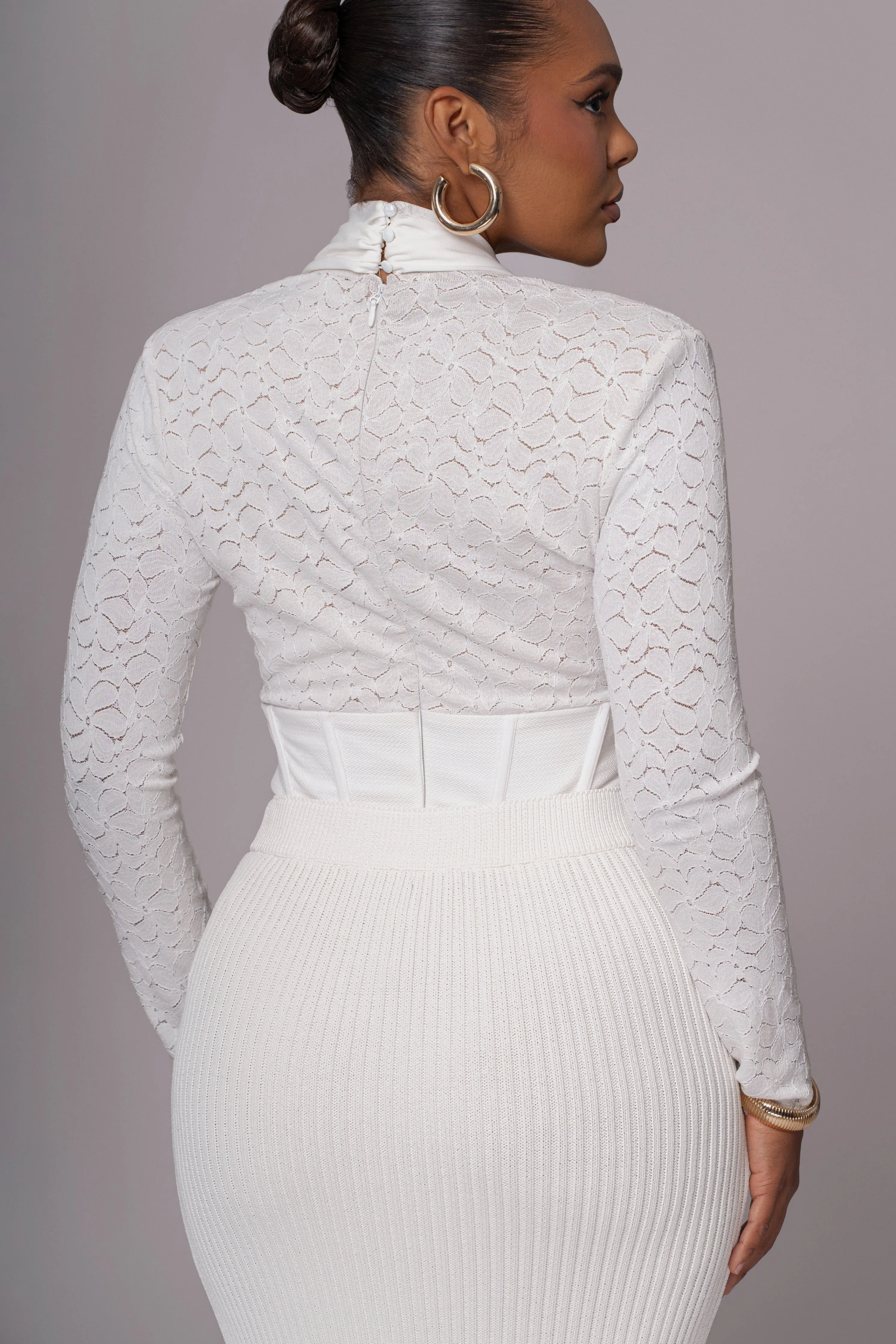 White Lace Corset Bodysuit