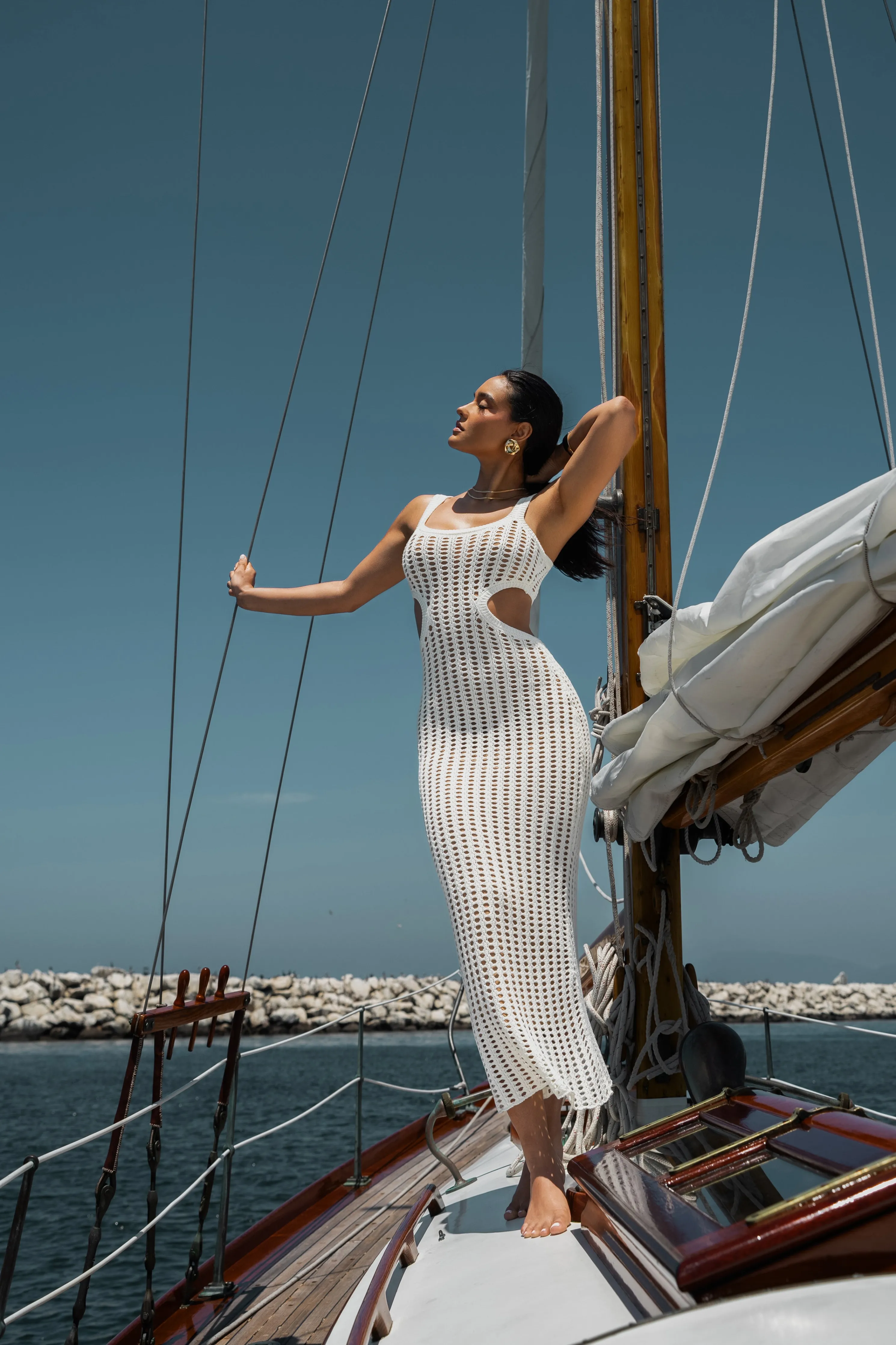 White Melrose Cutout Midi Dress