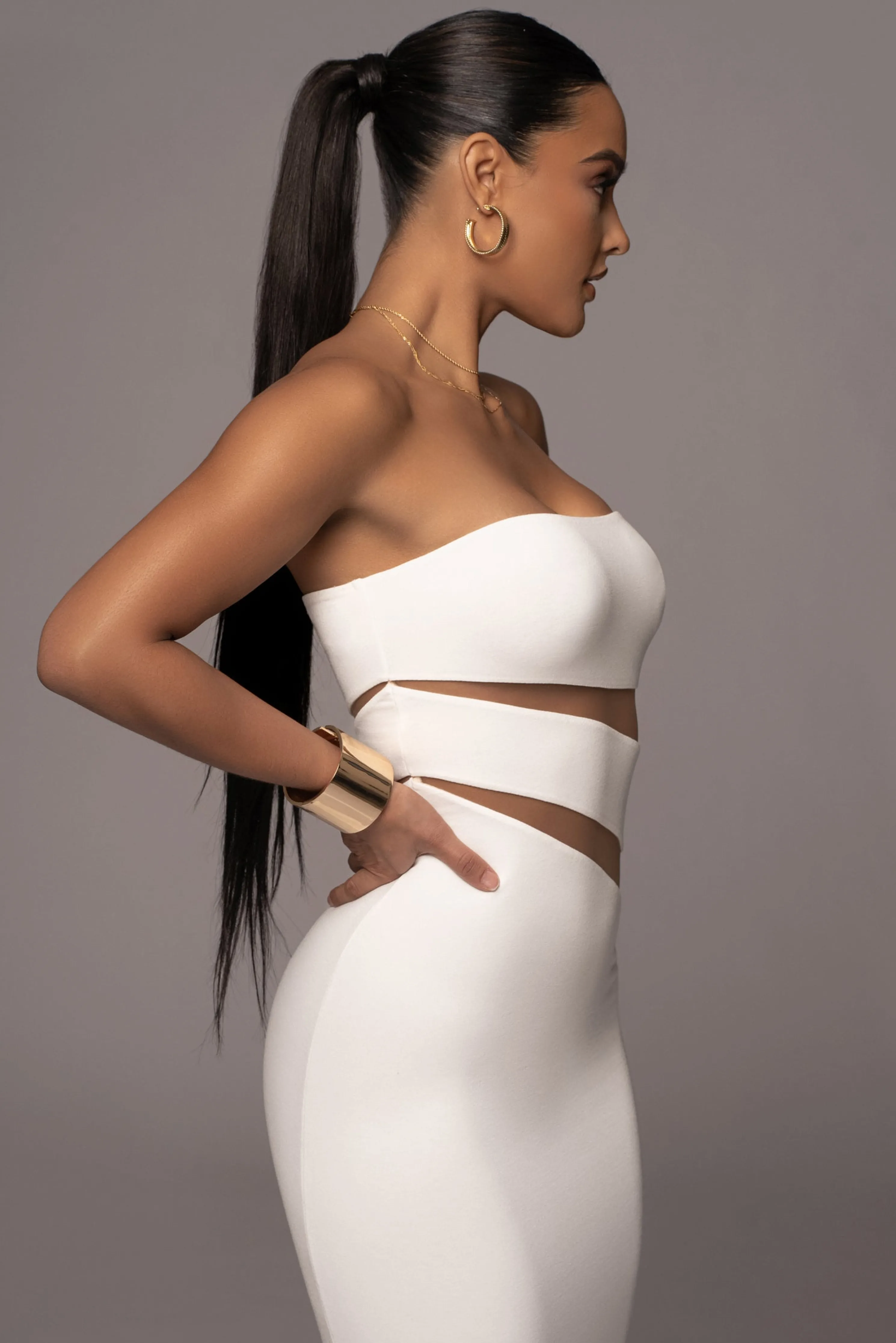 White Unpredictable Midi Dress