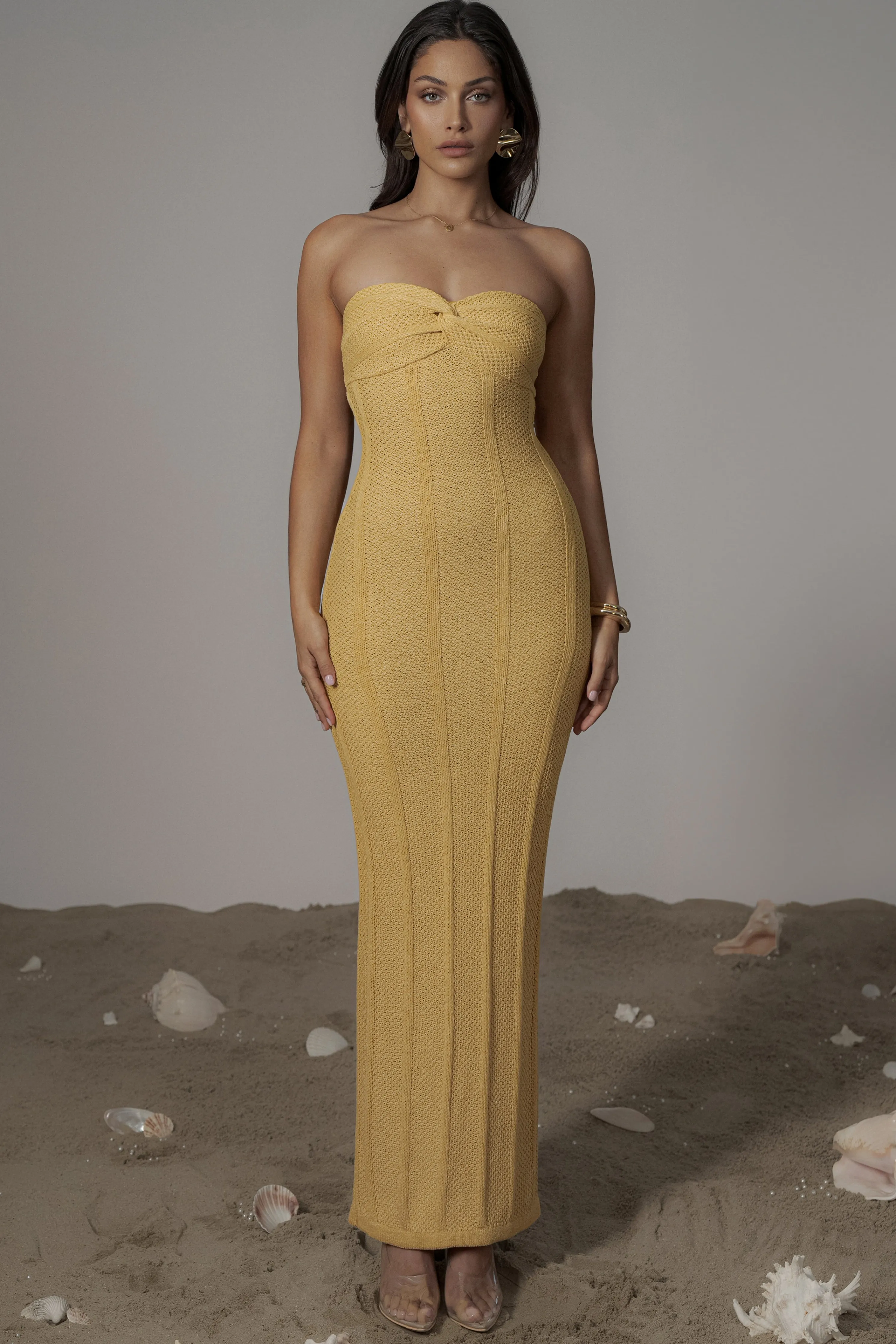 Yellow Blanca Strapless Maxi Dress