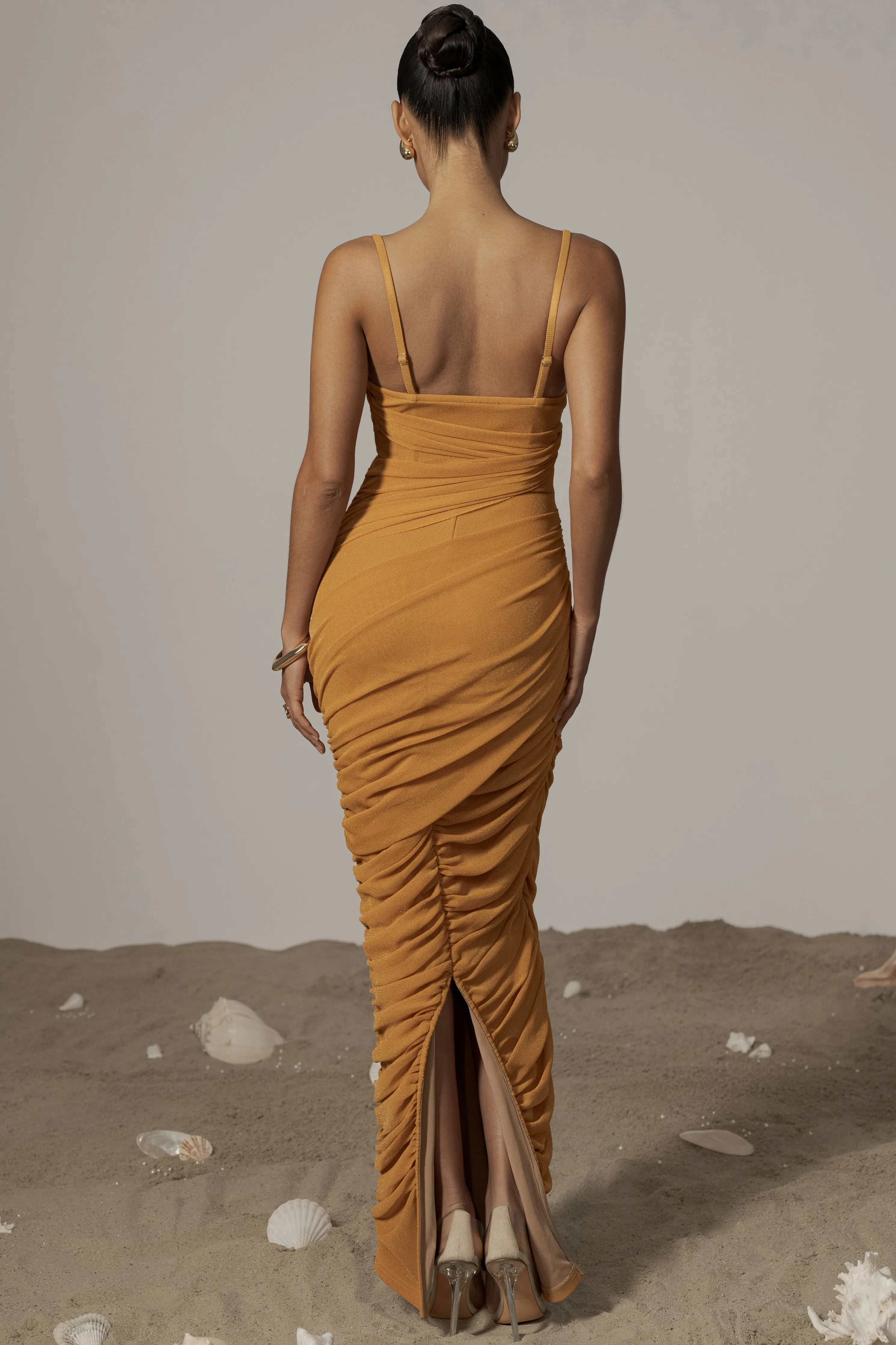 Yellow Catalina Lurex Knit Maxi Dress