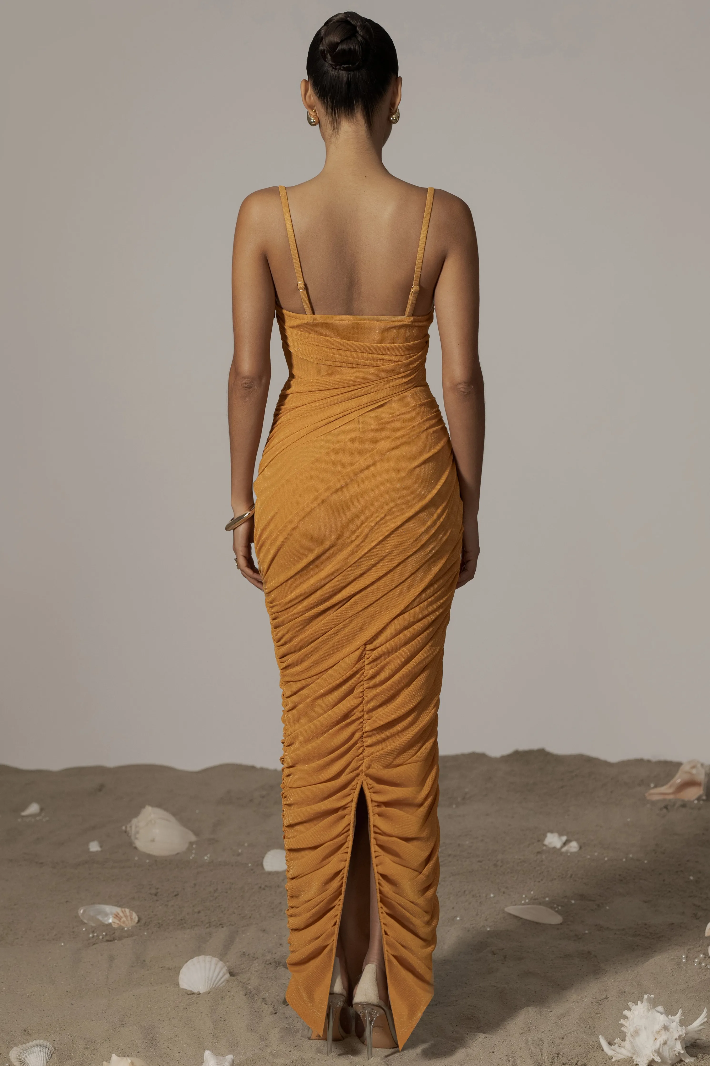 Yellow Catalina Lurex Knit Maxi Dress