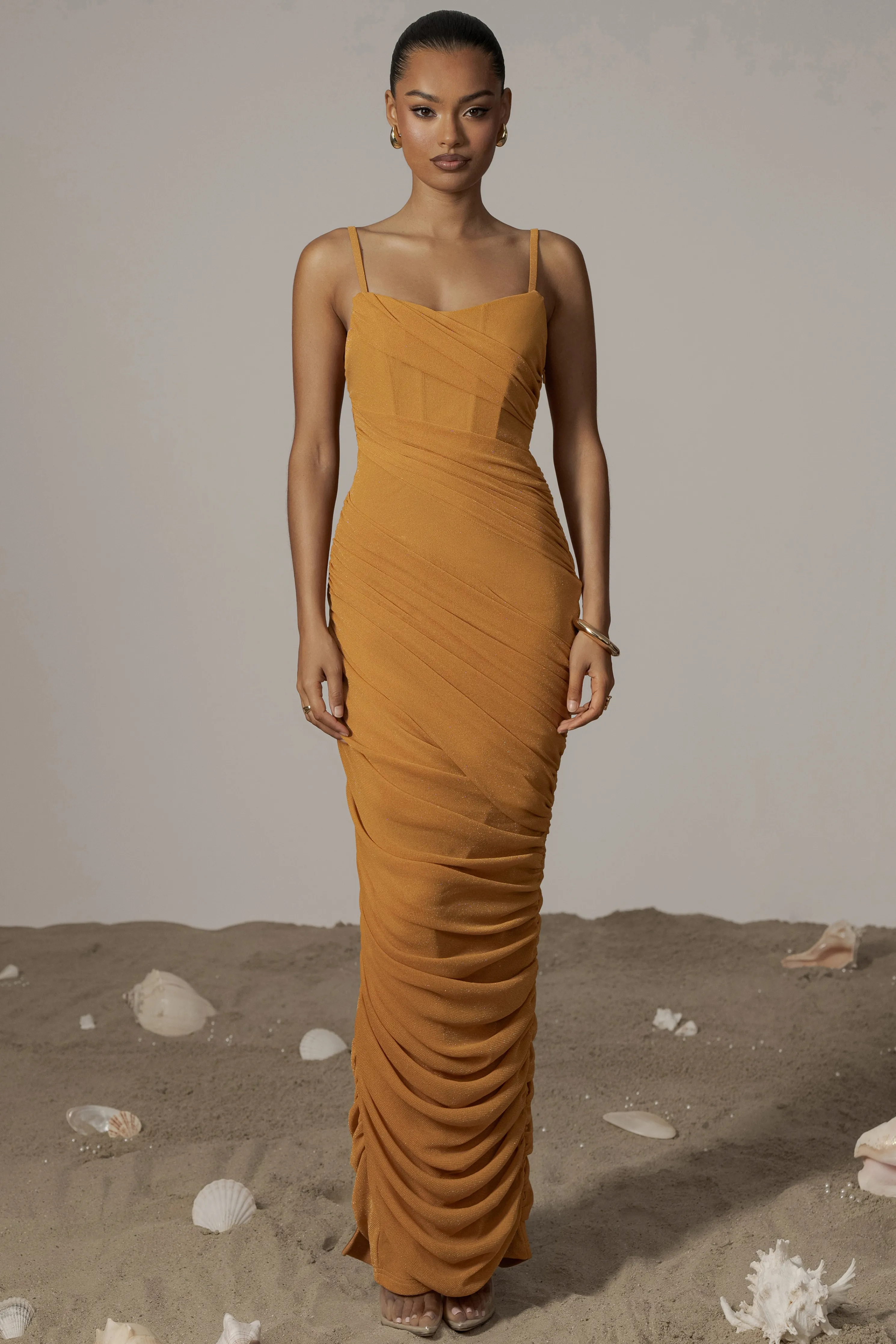 Yellow Catalina Lurex Knit Maxi Dress