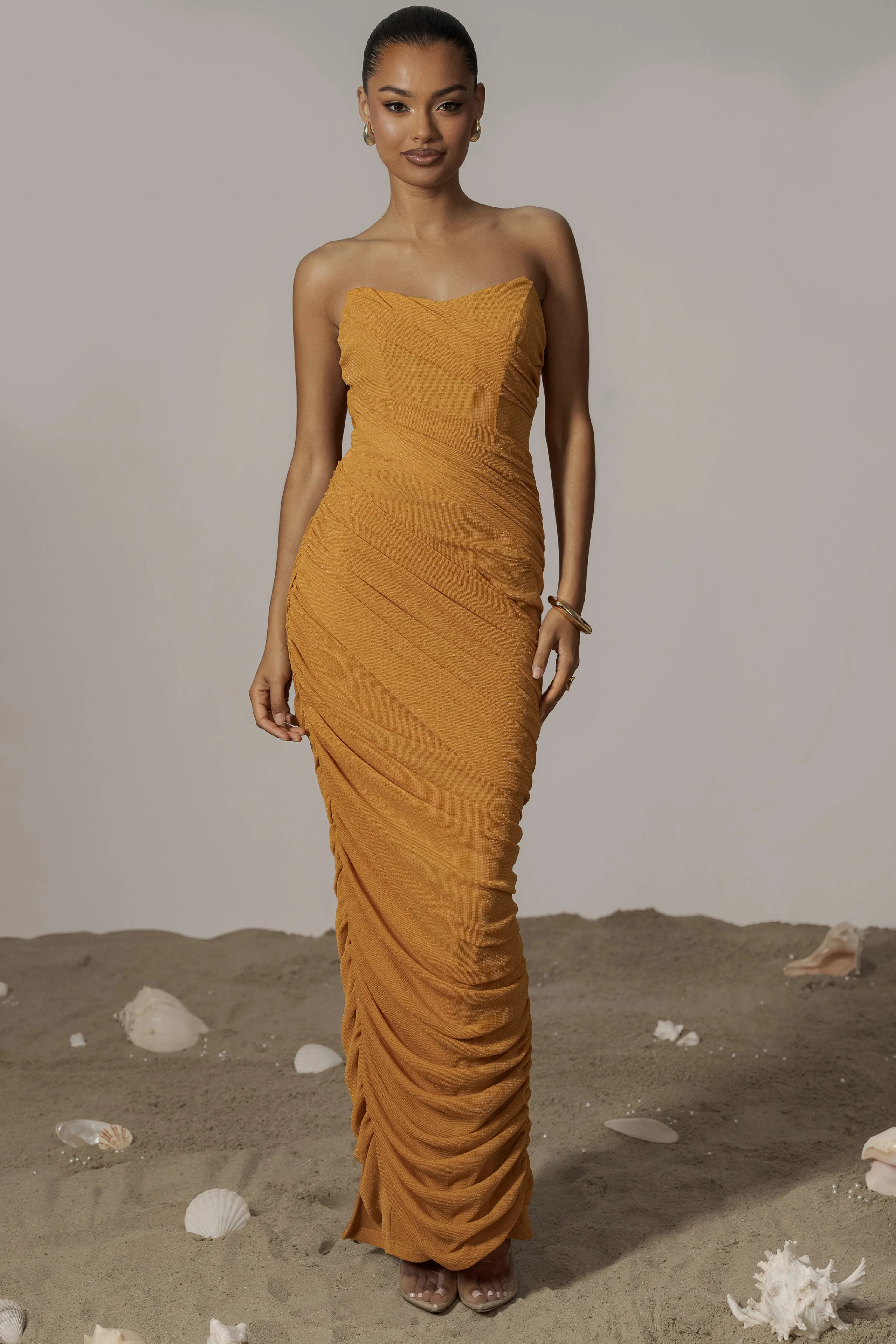 Yellow Catalina Lurex Knit Maxi Dress