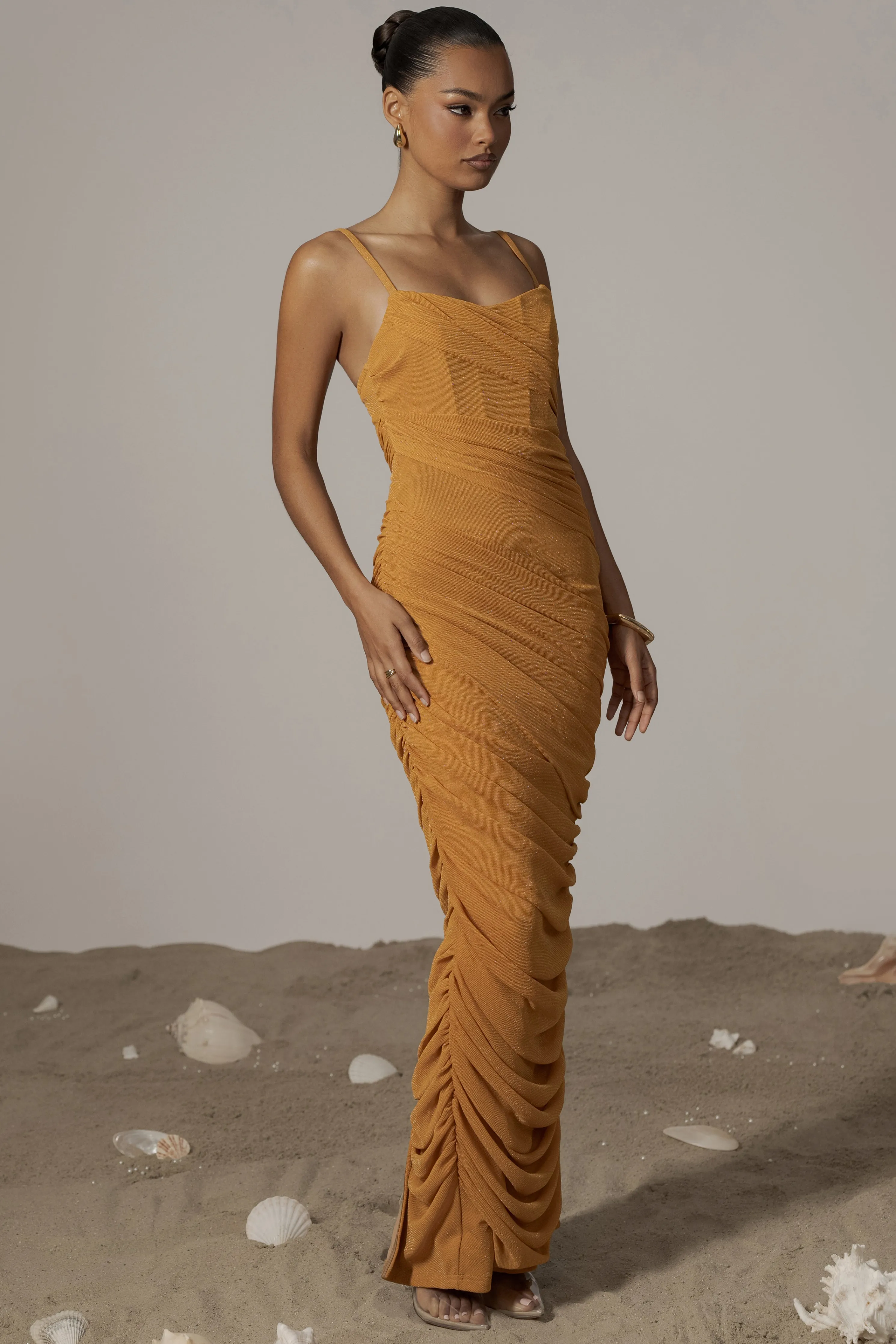 Yellow Catalina Lurex Knit Maxi Dress