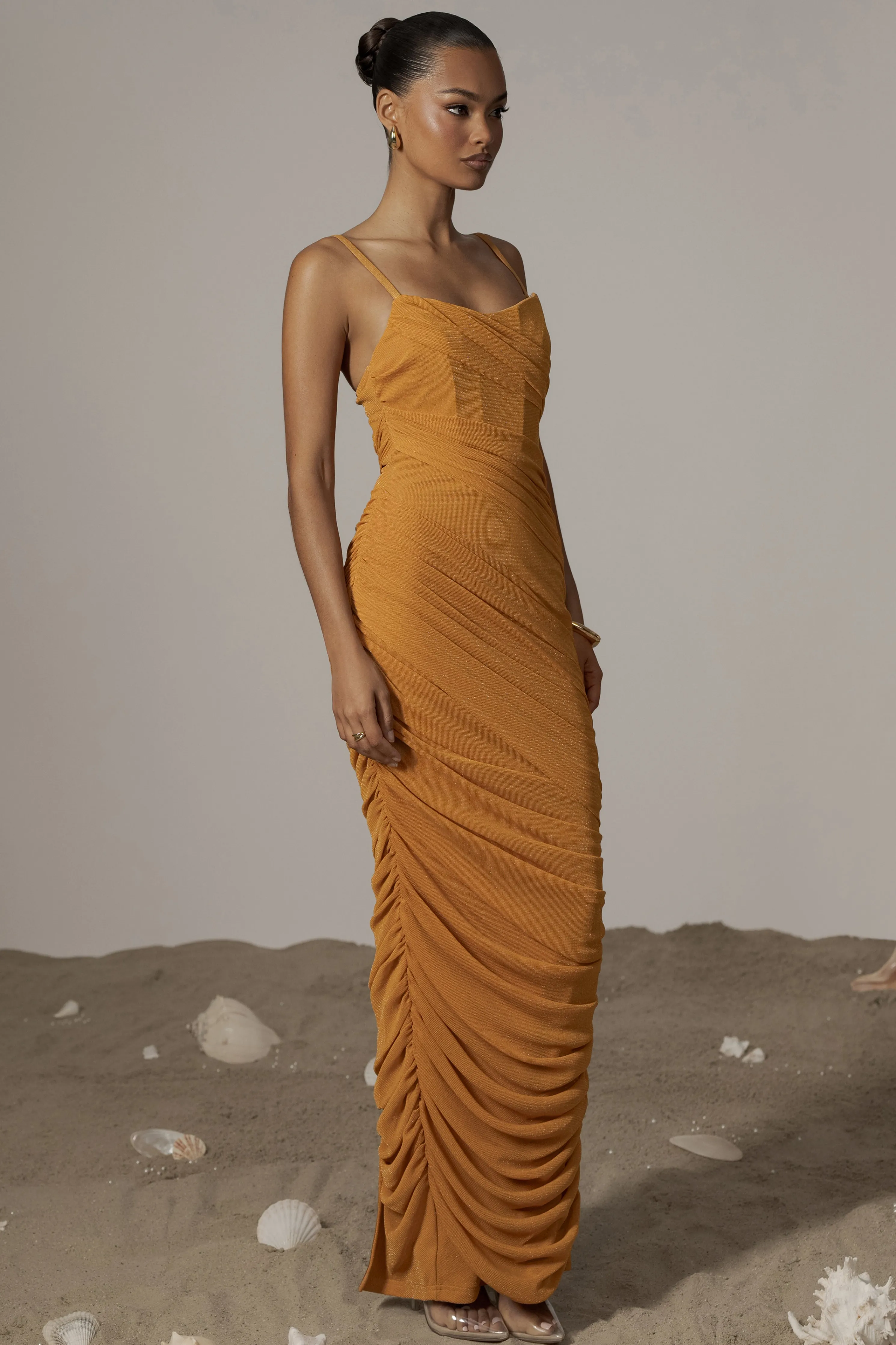 Yellow Catalina Lurex Knit Maxi Dress