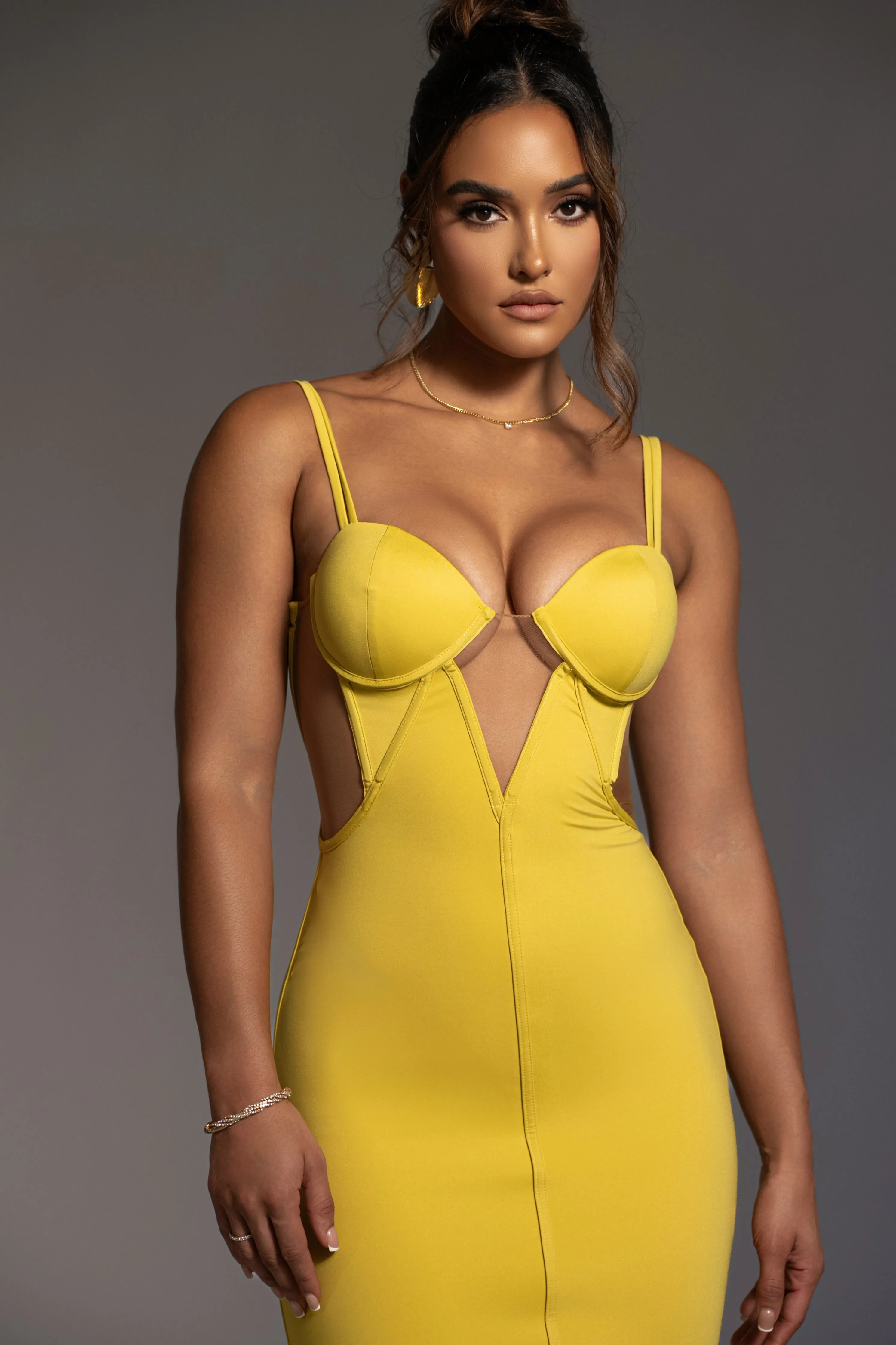 Yellow Enchantment Bustier Maxi Dress