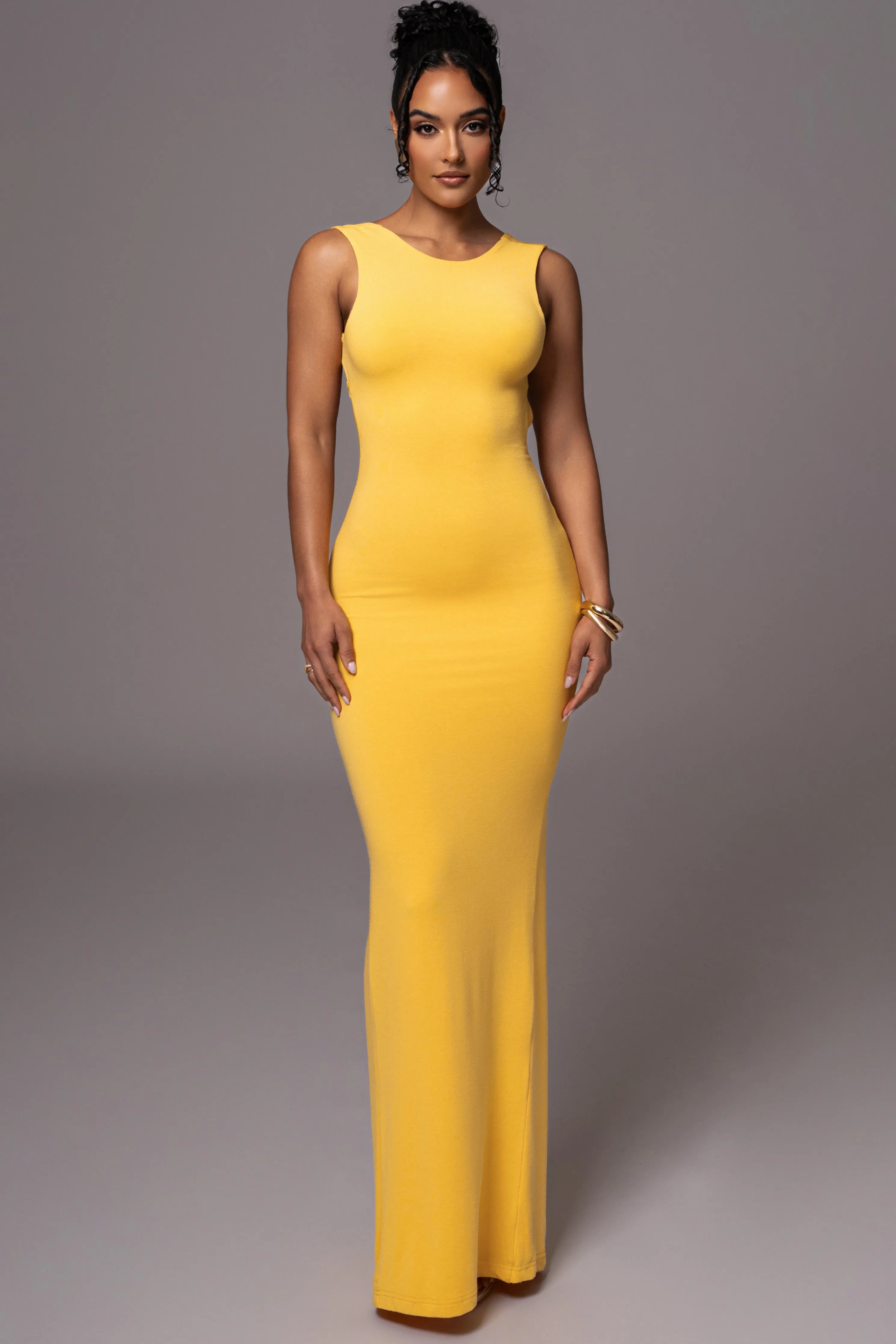 Yellow JLUXBASIX FRONT AND CENTER MAXI DRESS