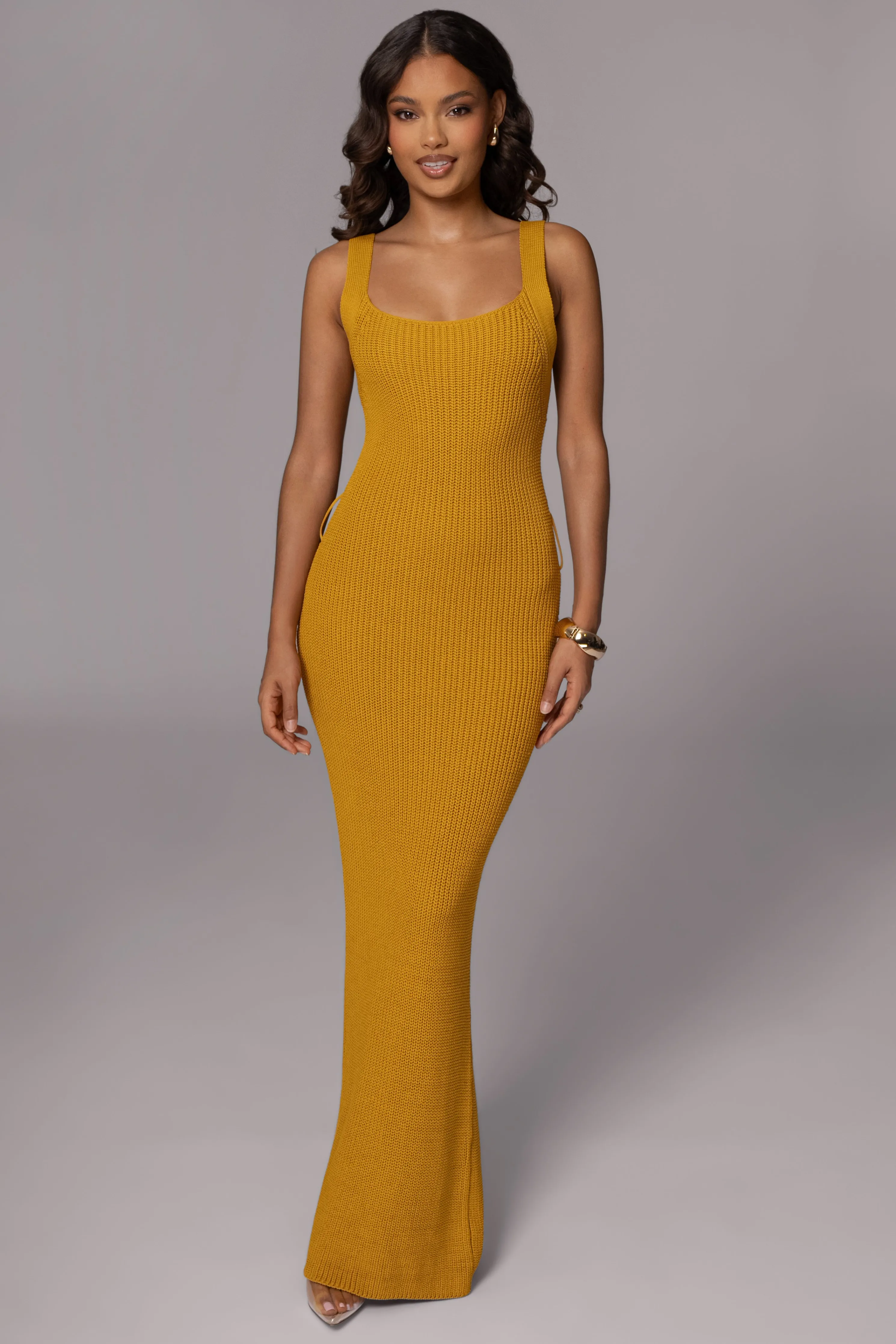 Yellow Moonrise Ribbed Maxi Dress