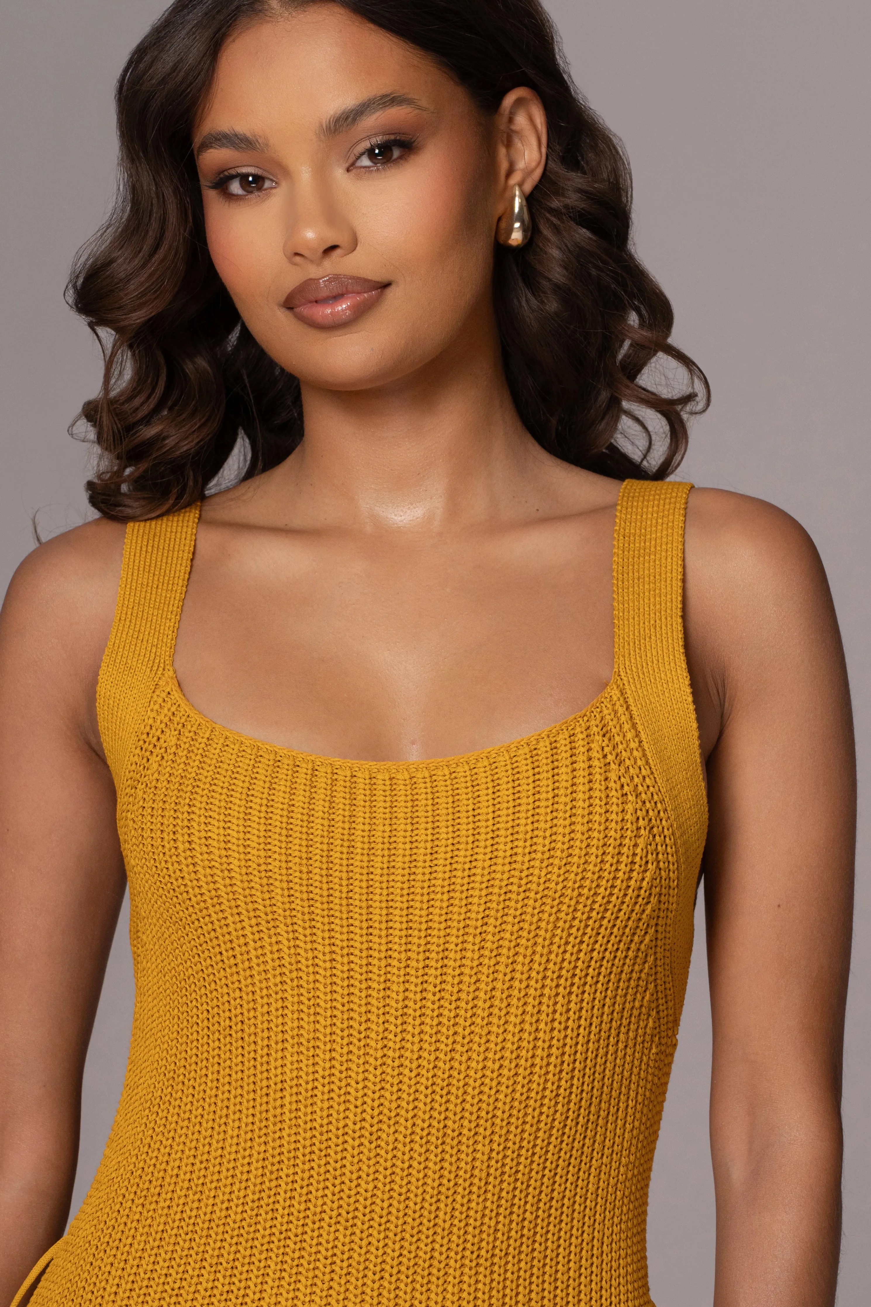 Yellow Moonrise Ribbed Maxi Dress