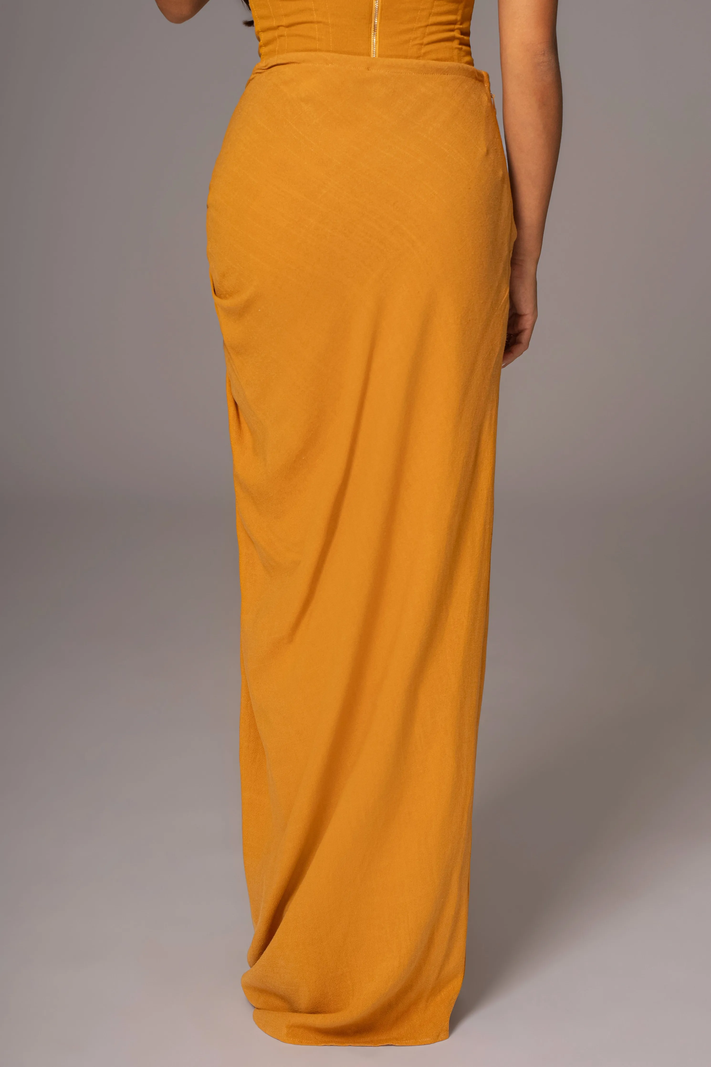 Yellow Noelia Linen Slit Skirt